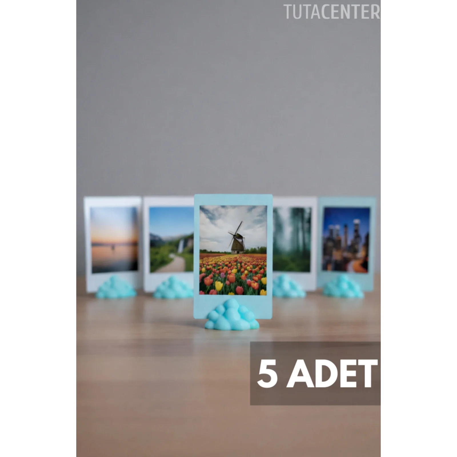 Bulut Şekilli Fotoğraf Tutucu 5’li Set – Dekoratif Plastik Masa Üstü Fotoğraf ve Not Standı