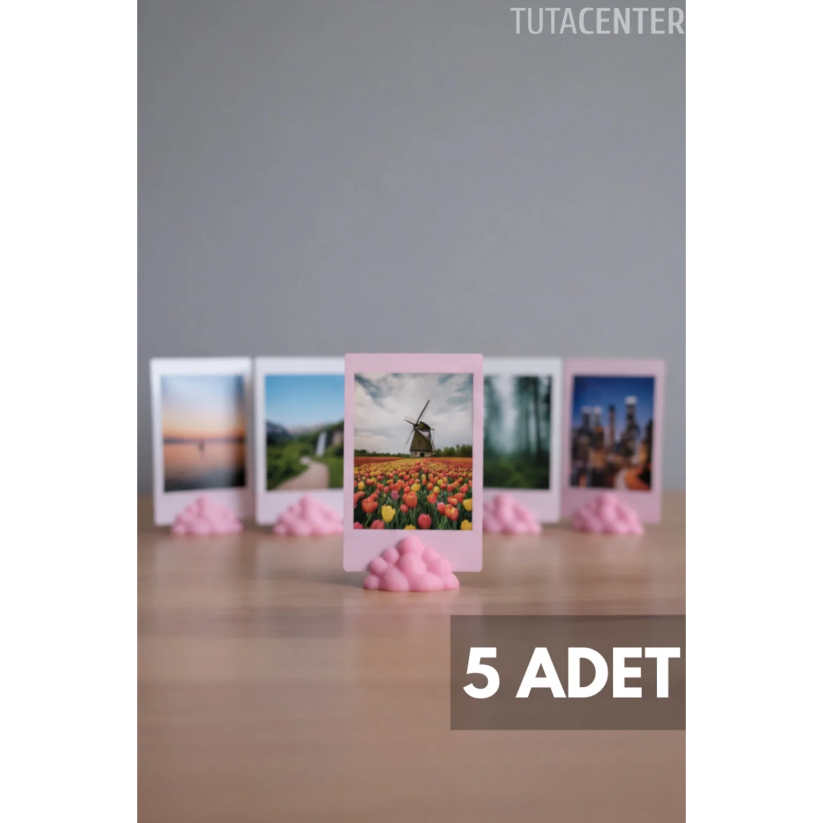 Bulut Şekilli Fotoğraf Tutucu 5’li Set – Dekoratif Plastik Masa Üstü Fotoğraf ve Not Standı