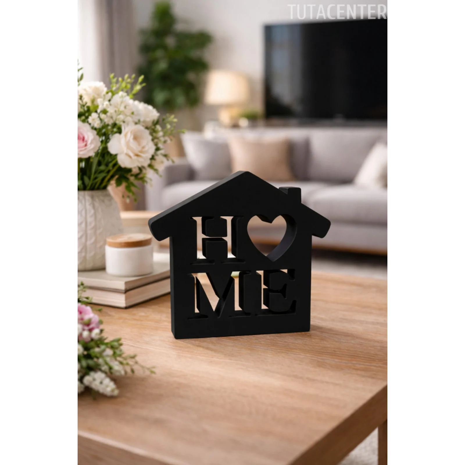 Dekoratif Ev Şeklinde Home Yazısı Home Yazılı Dekoratif Biblo Ve Masaüstü Dekor (Plastik)