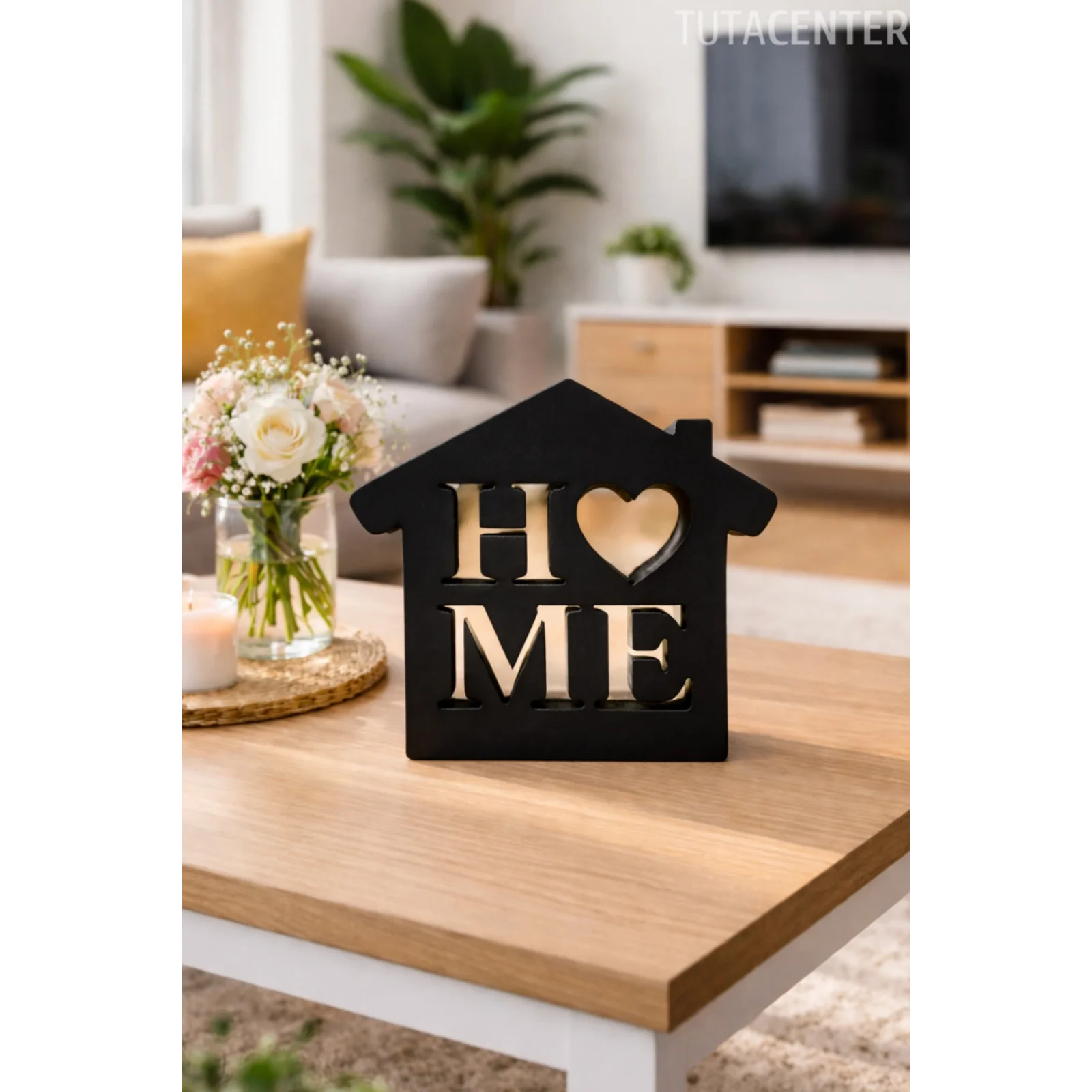 Dekoratif Ev Şeklinde Home Yazısı Home Yazılı Dekoratif Biblo Ve Masaüstü Dekor (Plastik)