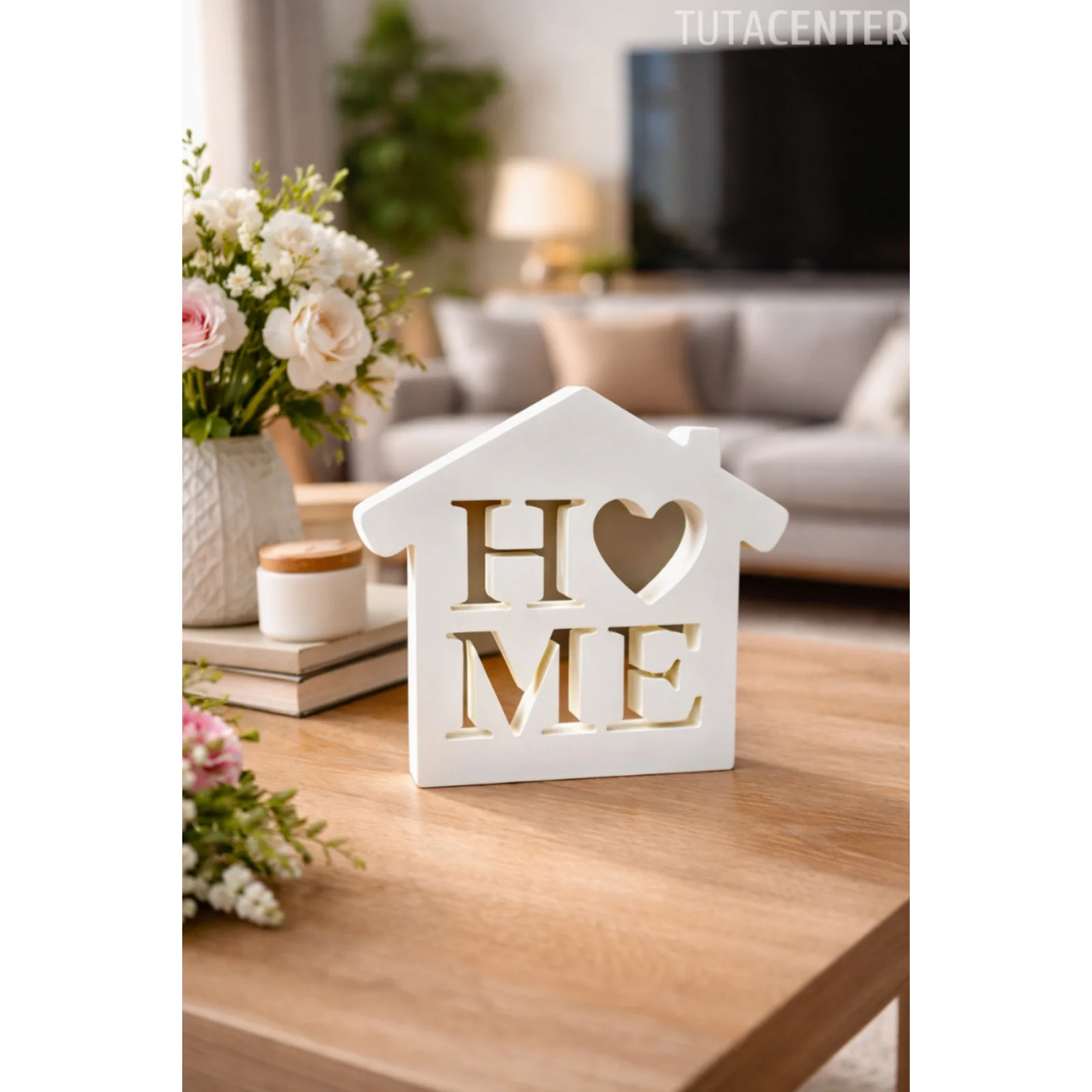 Dekoratif Ev Şeklinde Home Yazısı Home Yazılı Dekoratif Biblo Ve Masaüstü Dekor (Plastik)