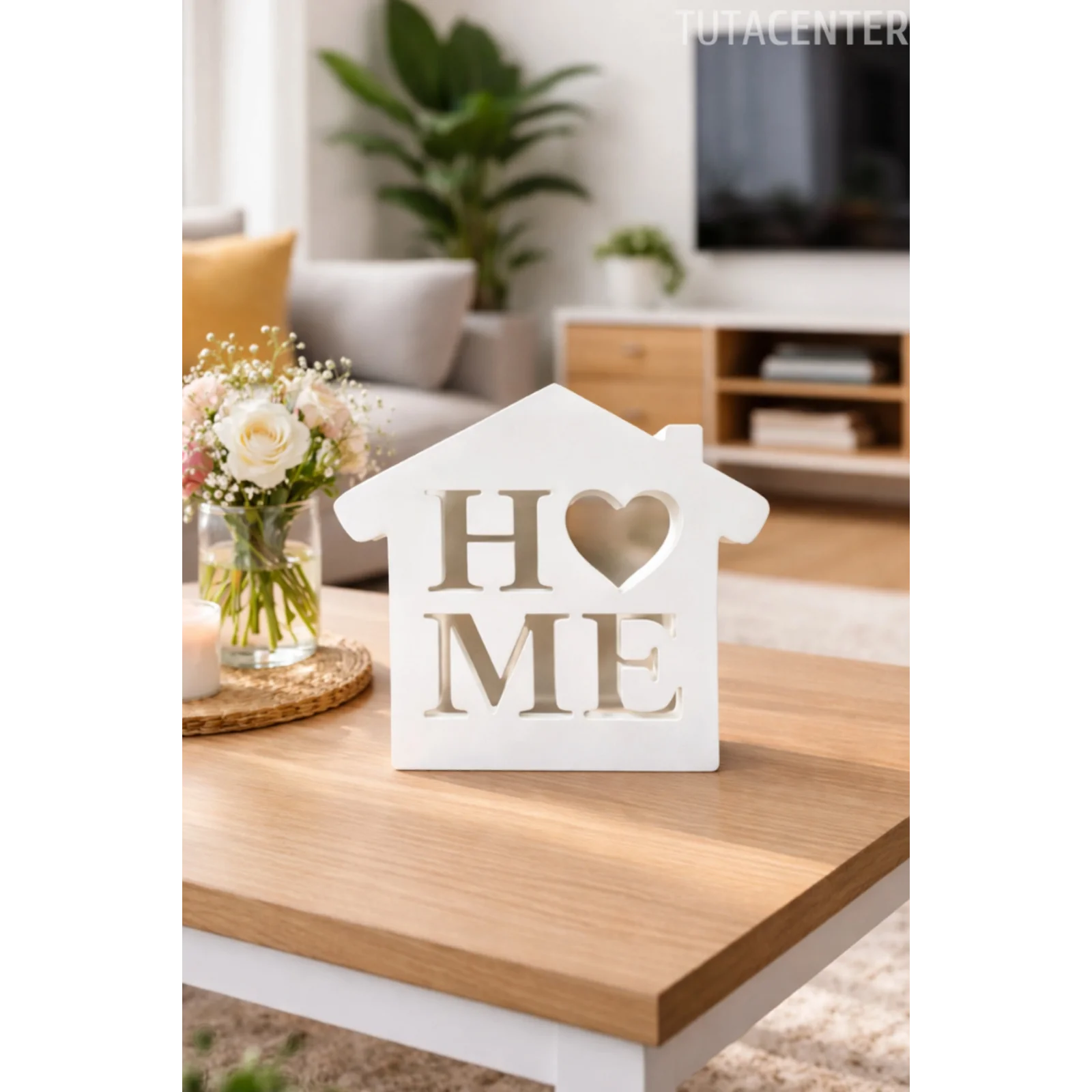 Dekoratif Ev Şeklinde Home Yazısı Home Yazılı Dekoratif Biblo Ve Masaüstü Dekor (Plastik)