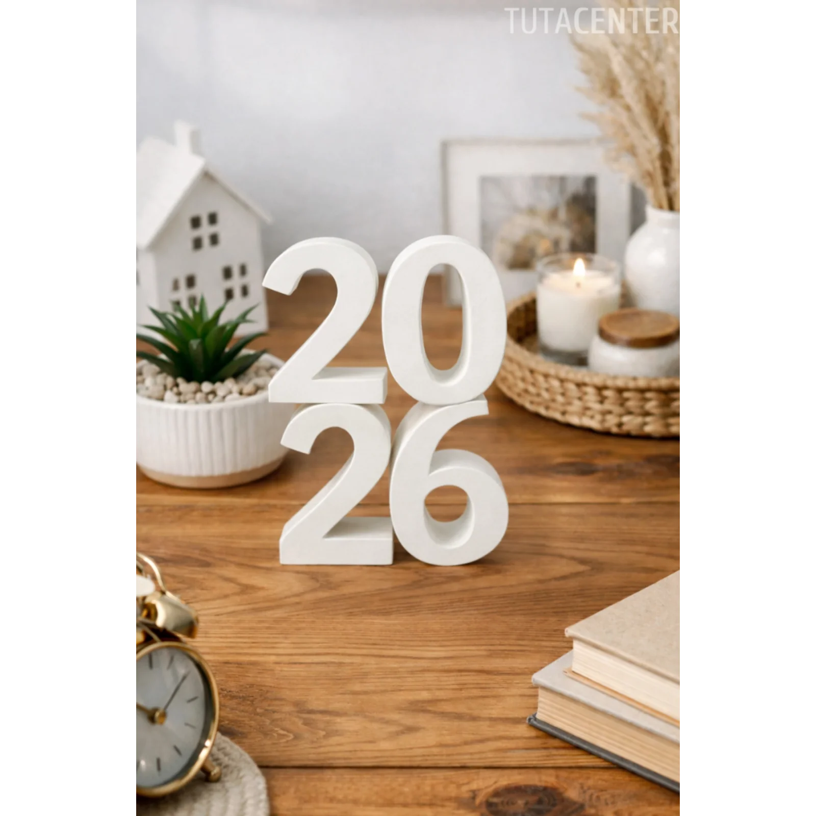 2026 Yazılı Dekoratif Biblo Ve Masaüstü Dekor 2026 Yazısı Dekoratif Ev Süsü (Plastik)