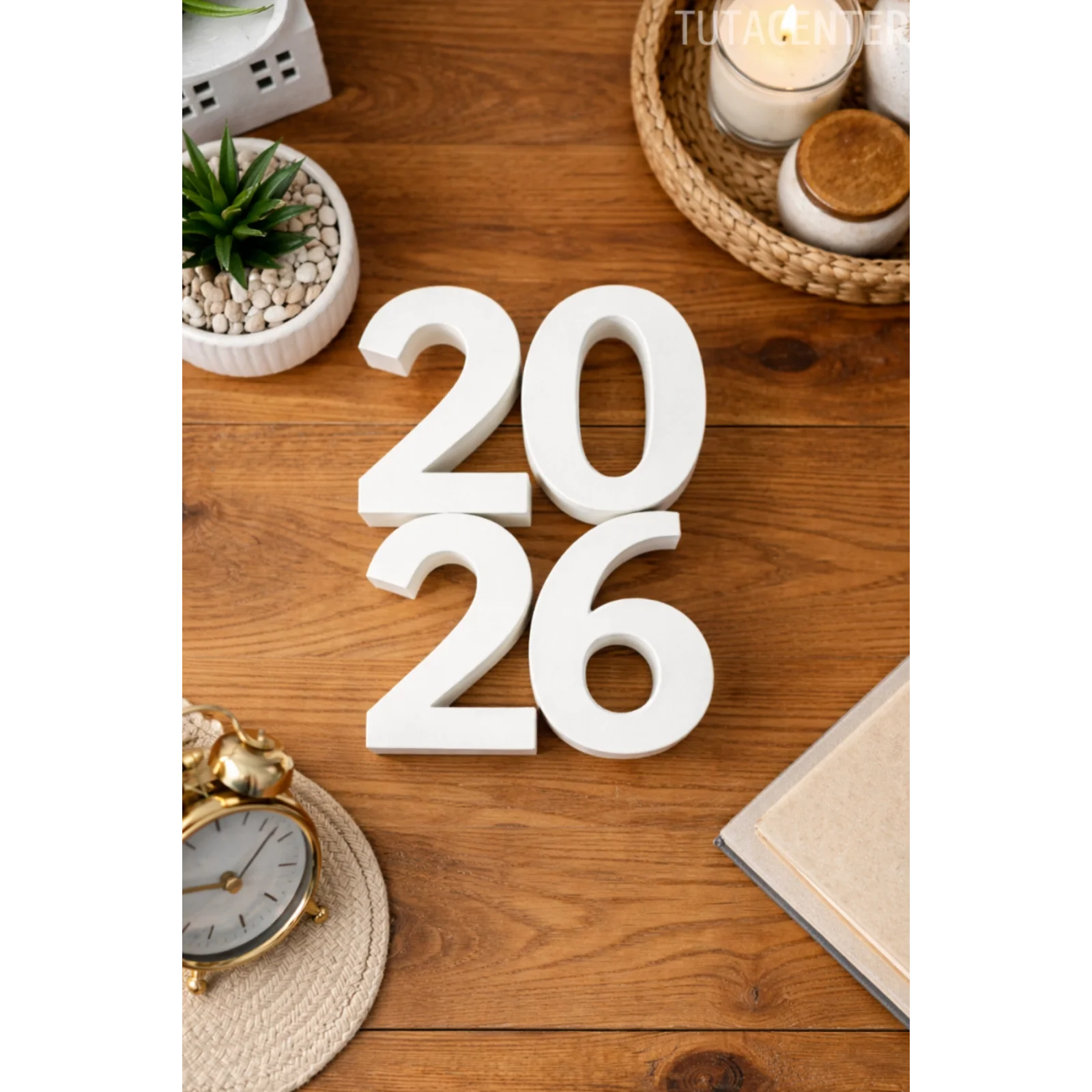 2026 Yazılı Dekoratif Biblo Ve Masaüstü Dekor 2026 Yazısı Dekoratif Ev Süsü (Plastik)