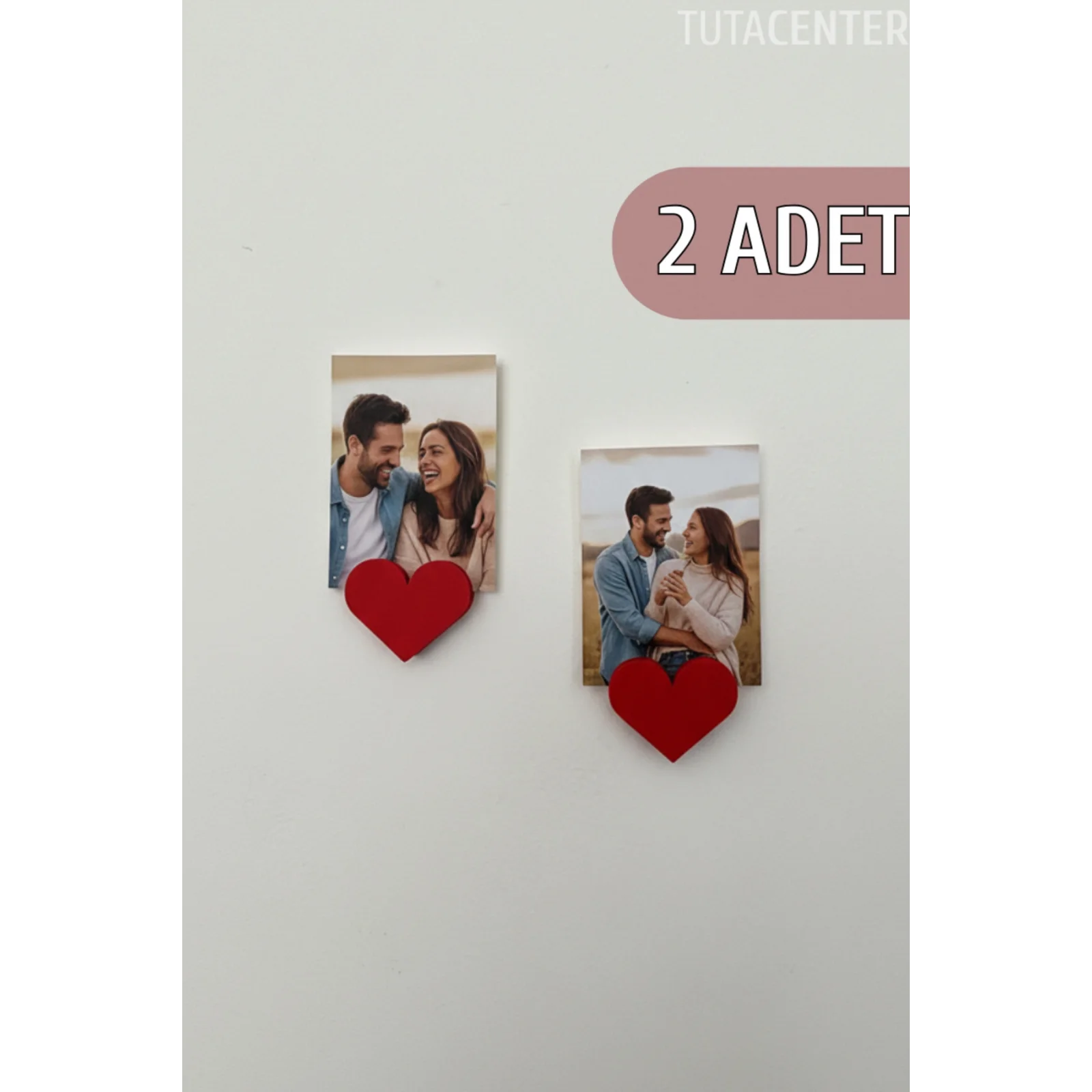 Yapışkanlı Kalp Şekilli Fotoğraf Tutucu - Romantik Tasarım Fotoğraf Tutucu - Sevgili Fotoğraf Tutucu