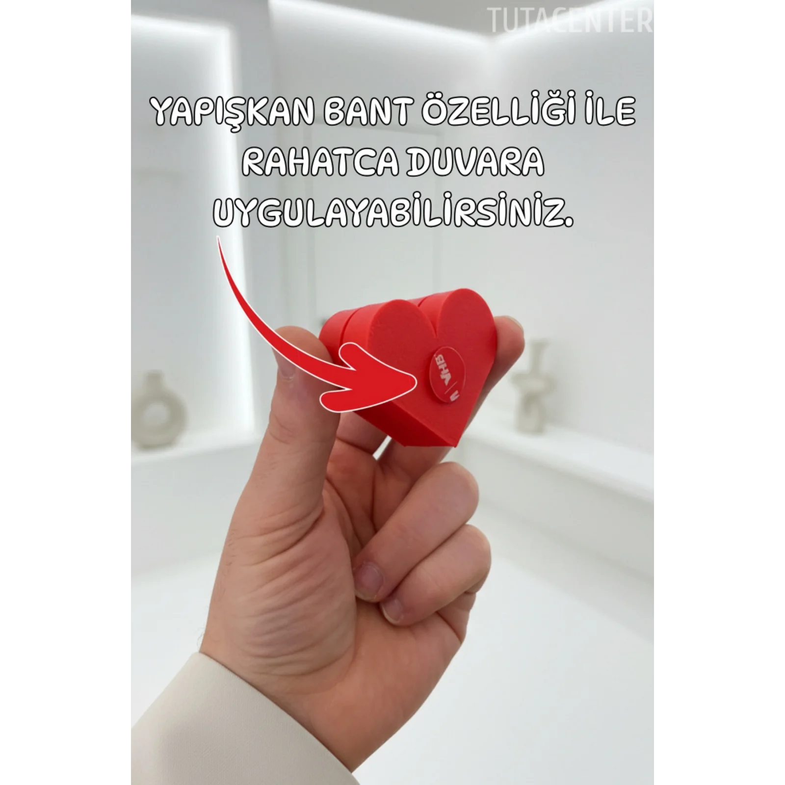 Yapışkanlı Kalp Şekilli Fotoğraf Tutucu - Romantik Tasarım Fotoğraf Tutucu - Sevgili Fotoğraf Tutucu