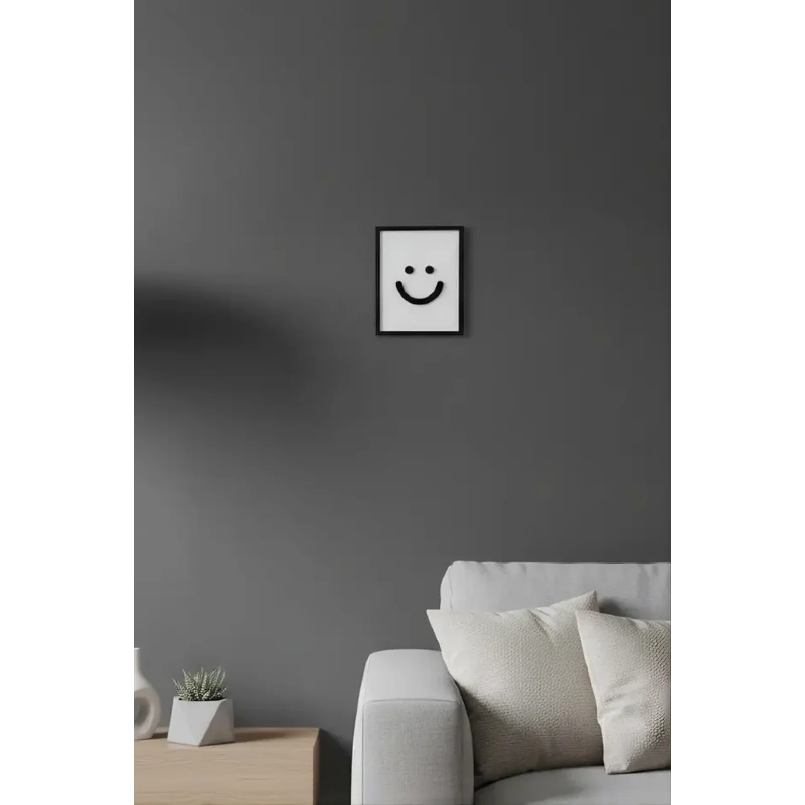 Minimal Gülen Yüz Tablo 12x15 cm | Dekoratif Duvar Süsü | Modern Emoji Tablo | Ev & Ofis Dekorasyonu