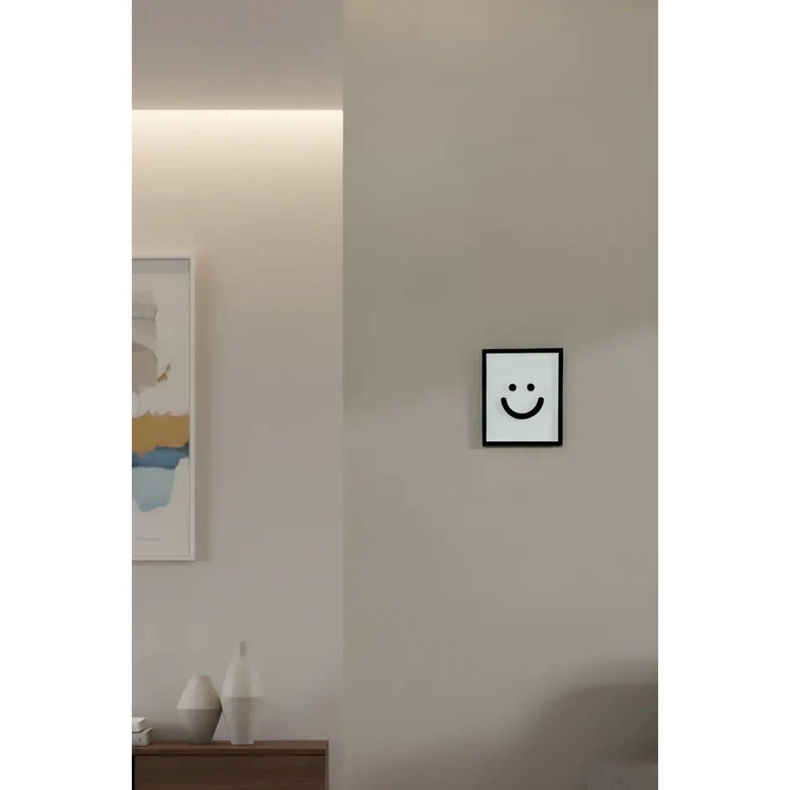Minimal Gülen Yüz Tablo 12x15 cm | Dekoratif Duvar Süsü | Modern Emoji Tablo | Ev & Ofis Dekorasyonu