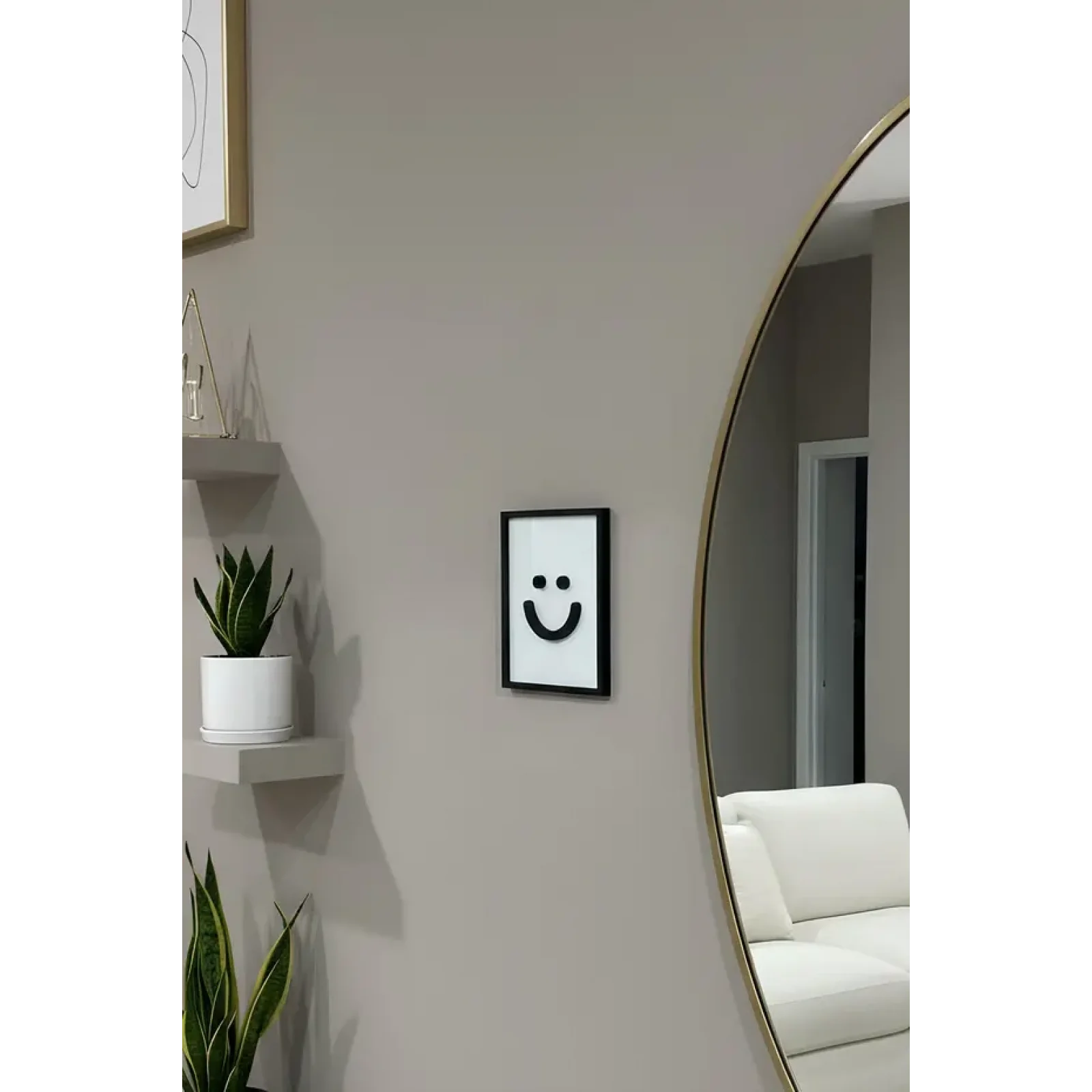 Minimal Gülen Yüz Tablo 12x15 cm | Dekoratif Duvar Süsü | Modern Emoji Tablo | Ev & Ofis Dekorasyonu
