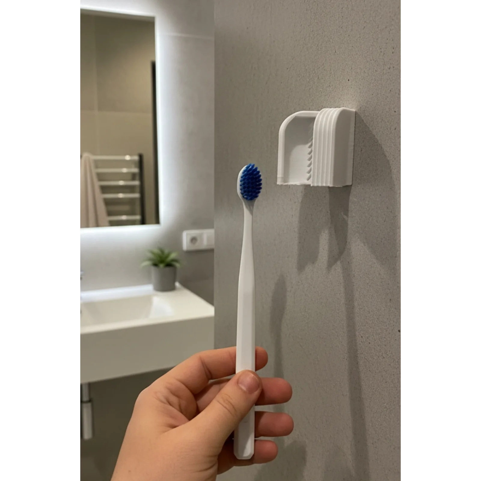 2’li Diş Fırçası Tutucu | Yapışkanlı Duvar Tipi Hijyenik Diş Fırçalık | Delmeden Montajlı Pratik Banyo Organizeri