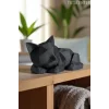 Uyuyan Sevimli Kedi Biblosu – Geometrik Tasarım, 20 cm, Dekoratif Kedi Figürü