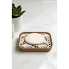 Palmiye Yaprağı Desenli Plastik Sabunluk – Açık Kahverengi Beyaz Renkli, Şık Banyo Aksesuarı