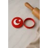 Türk Bayrağı Kurabiye Kalıbı 6 cm Plastik Ay Yıldız Damga Seti Şeker Hamuru Bisküvi Kalıbı