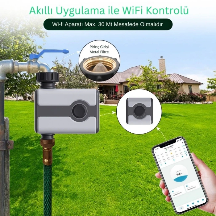 Akyol Garden 21187 Wi-Fi Bağlantılı Bahçe Sulama Bilgisayarı Timer