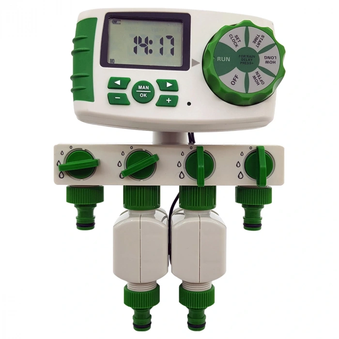 Akyol Garden Dört Çıkışlı İki Selenoid Valflı Dijital Bahçe Sulama Bilgisayarı Timer