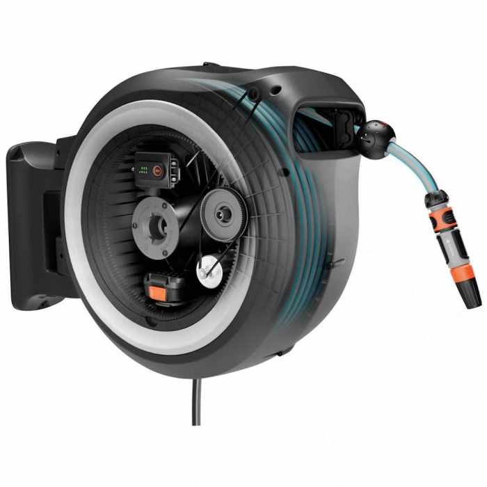 Gardena 18647-55 Akülü Duvara Monte Hortum Kutusu Powerroll XXl Seti 40 M