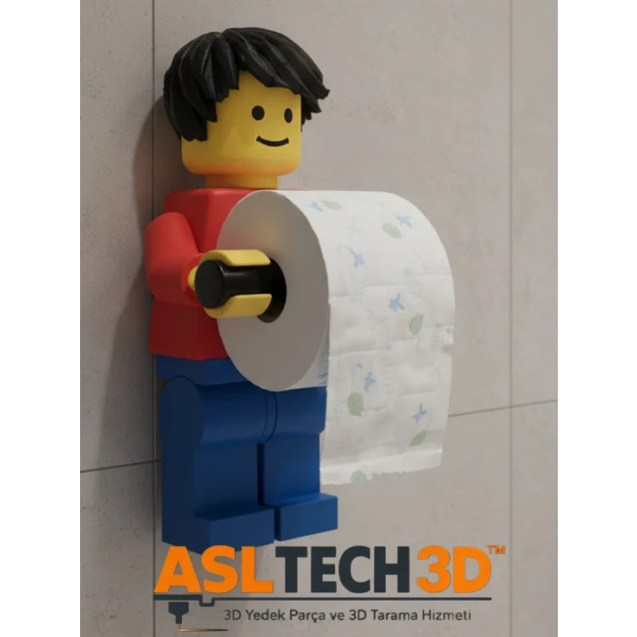 Lego Adam Tuvalet Kağıdı Tutucu - Büyük Boy - Tuvalet Kağıdı Tutucu Tuvalet Kağıtlığı Saçlı Model