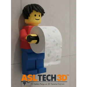 Lego Adam Tuvalet Kağıdı Tutucu - Büyük Boy - Tuvalet Kağıdı Tutucu Tuvalet Kağıtlığı Saçlı Model