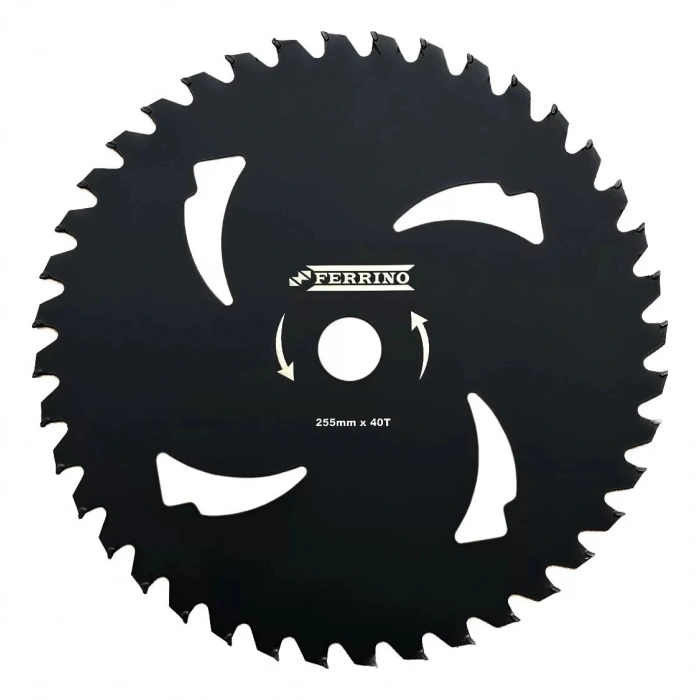 Ferrino 4 Delikli Yıldırım Model Elmas Bıçak Daire Testere 40 Diş 255 mm Siyah