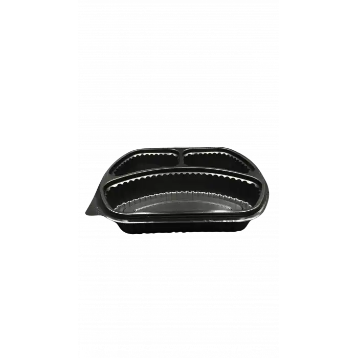 SİYAH 3 GÖZ MİKRODALGA TEPSİ (KAPAKSIZ)