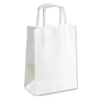 Beyaz Kraft Çanta 18x8x24 ( 50 Adet ) ( Kağıt Poşet Çanta )