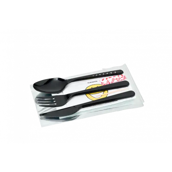 7Li Çatal Kaşık Seti (Siyah)