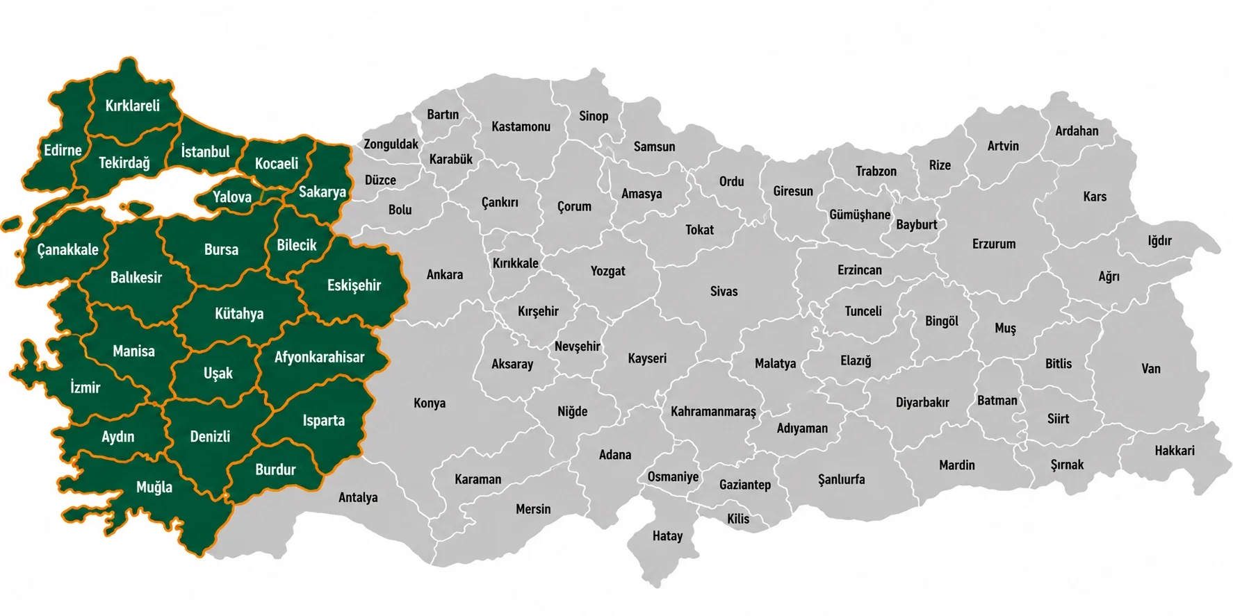 Ziraiparça Teslimat Haritası