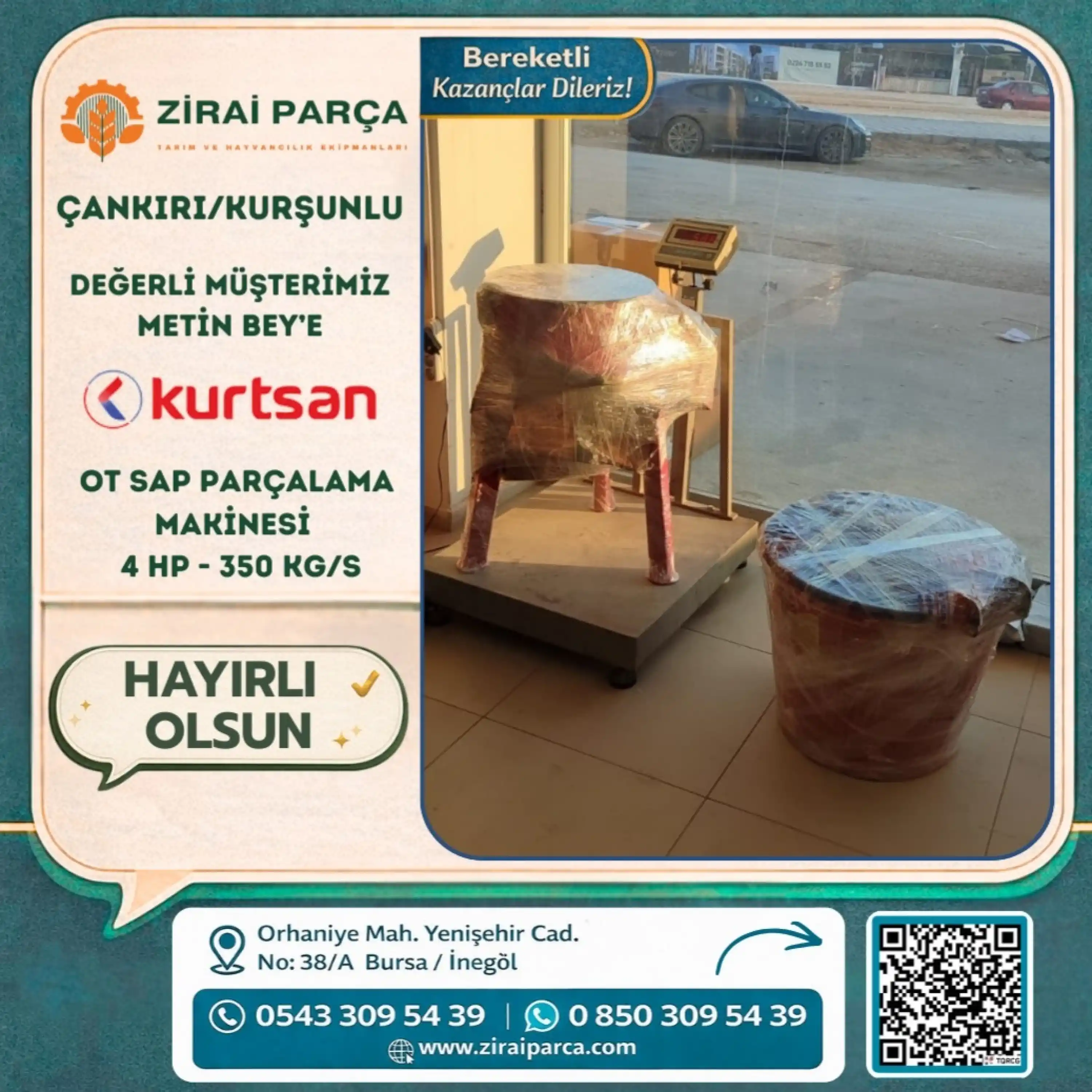 Kurtsan KM05006 Ot Parçalama Ve Yem Kırma Makinesi 4 HP - 350 kg/s