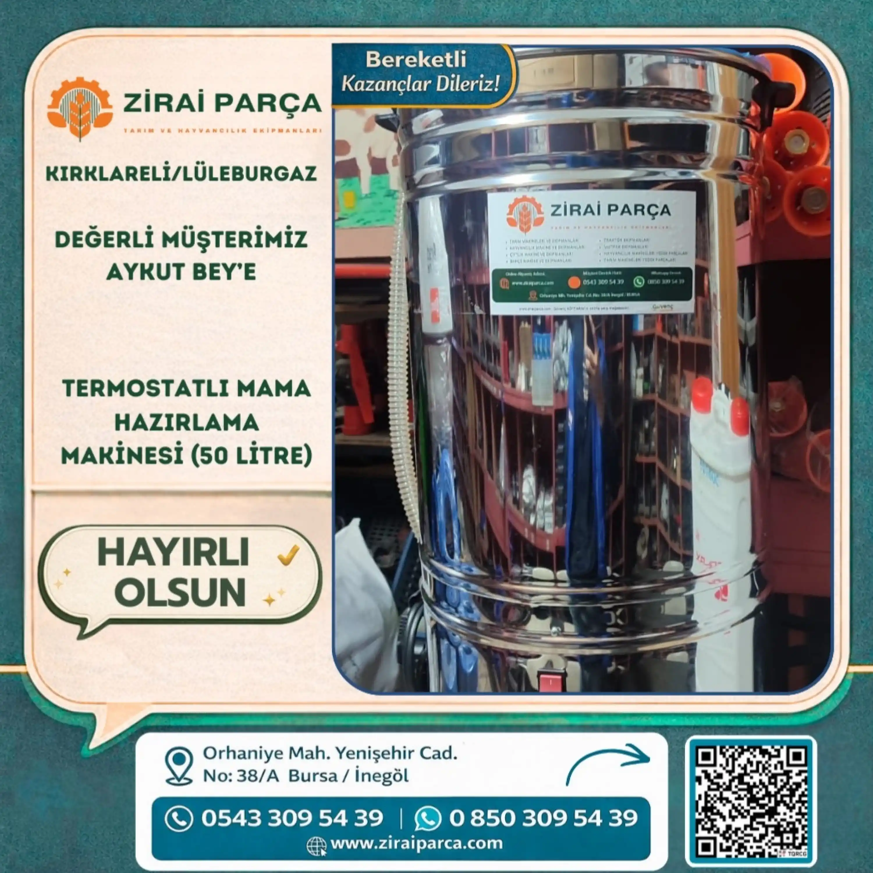 Termostatlı Mama Hazırlama Makinesi (50 Litre)