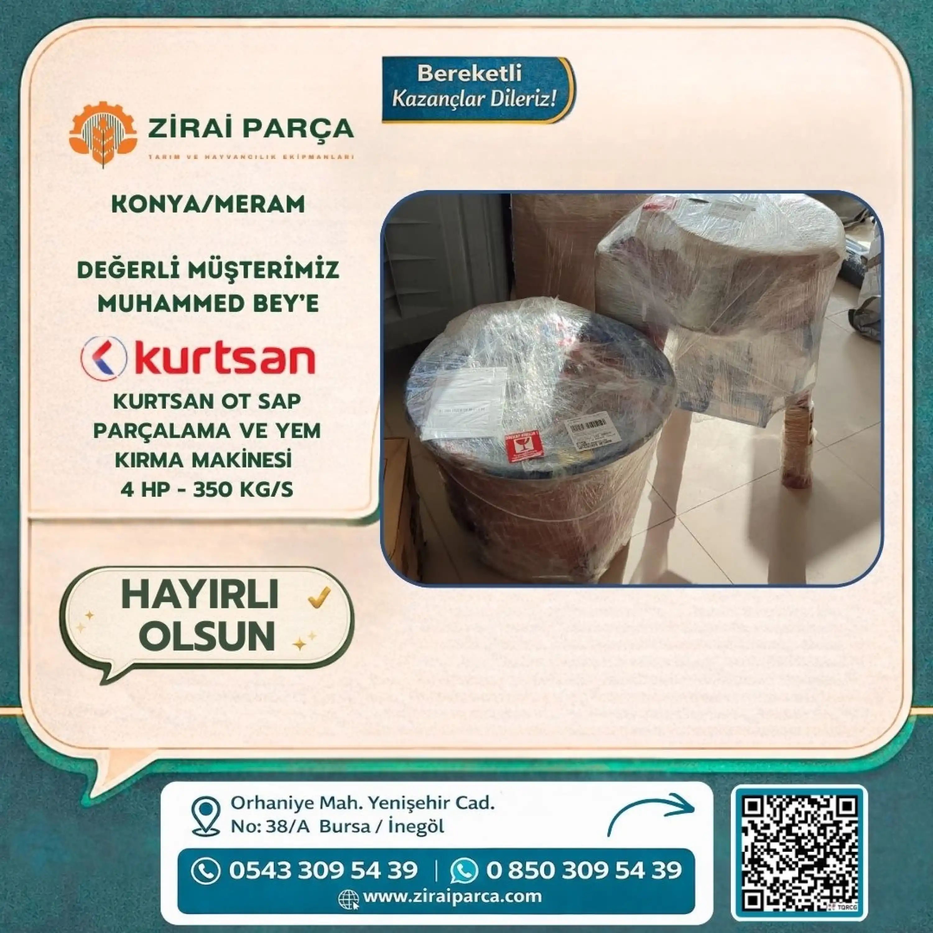 Kurtsan KM05006 Ot Parçalama Ve Yem Kırma Makinesi 4 HP - 350 kg/s