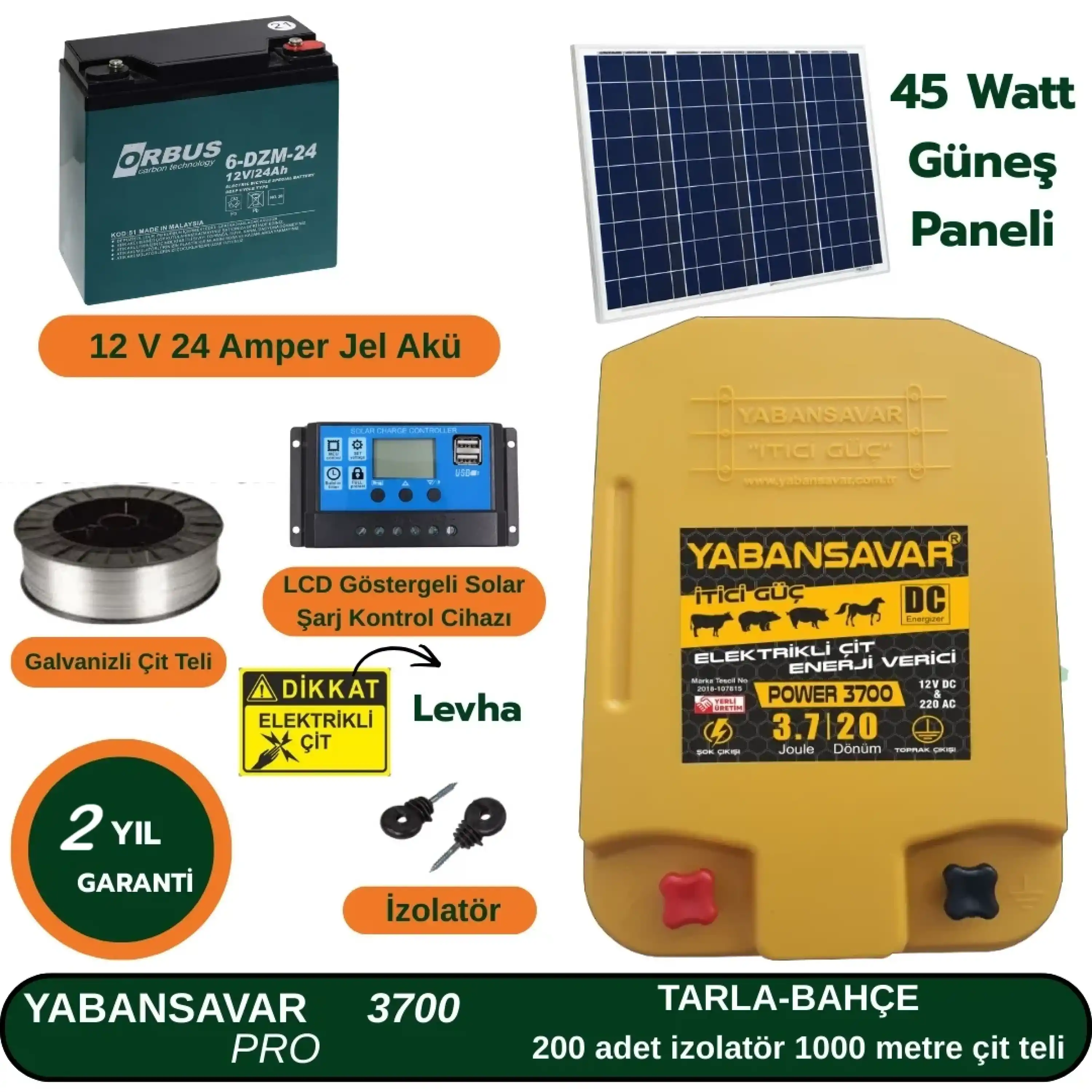 Elektrikli Çit Solar 45 Watt YabanSavar Pro Power 3700 | Tarla & Bahçe