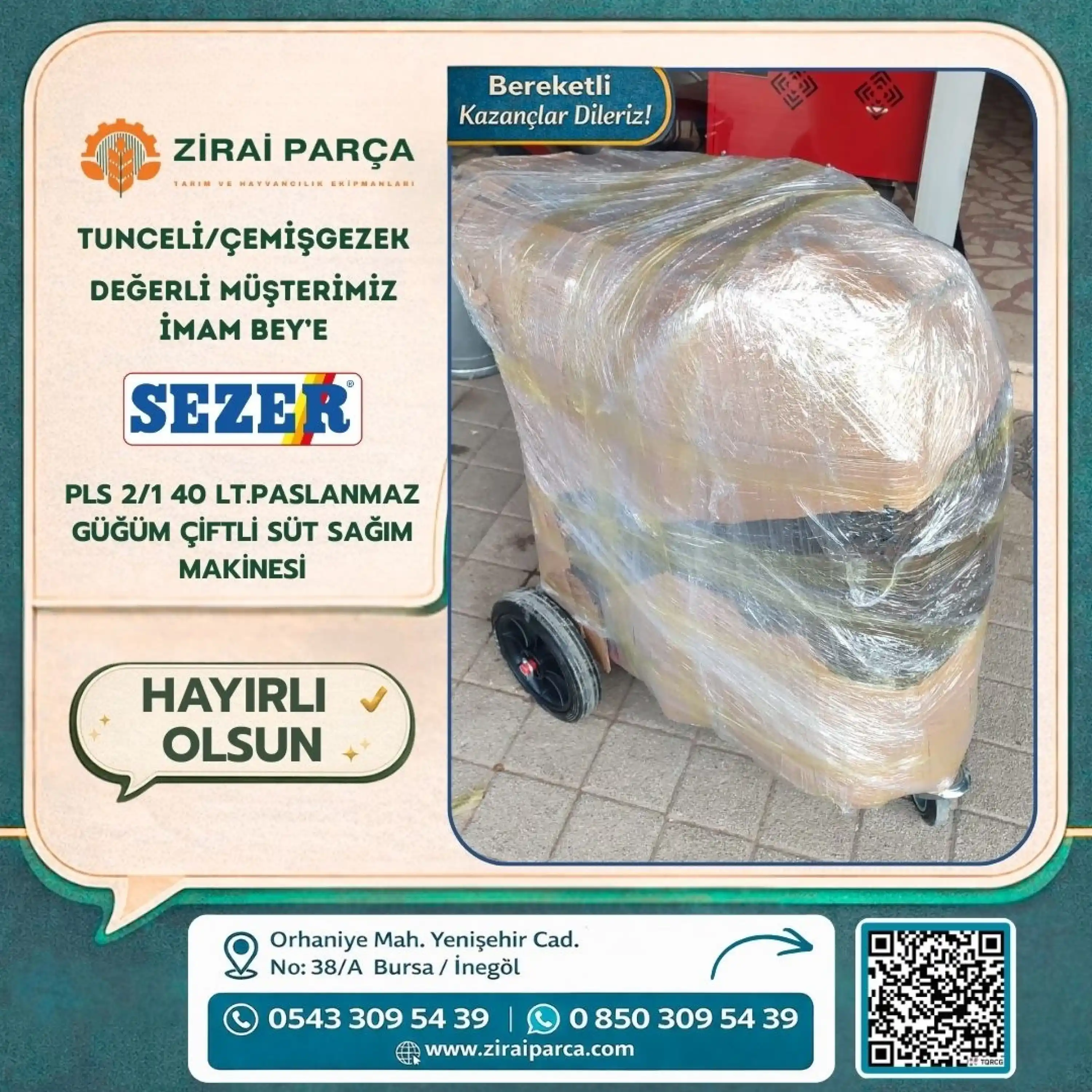 Sezer PLS 2/1 Süt Sağım Makinesi