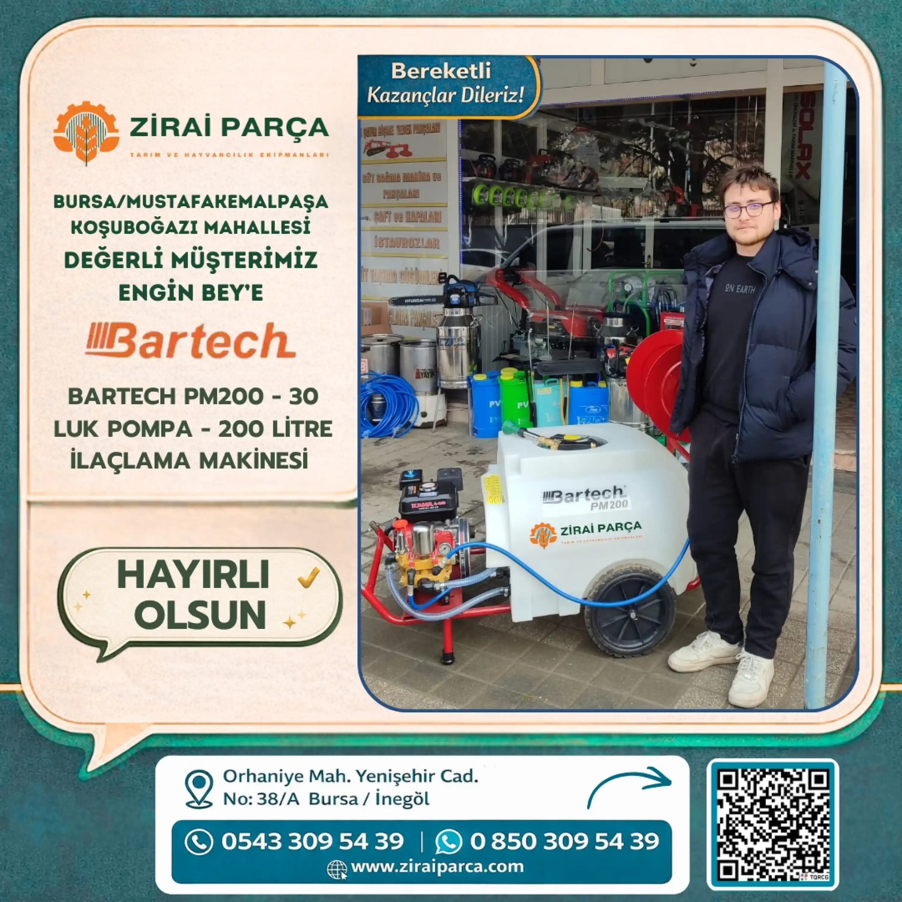 Bartech PM200 Pülverizatör 200 Litre