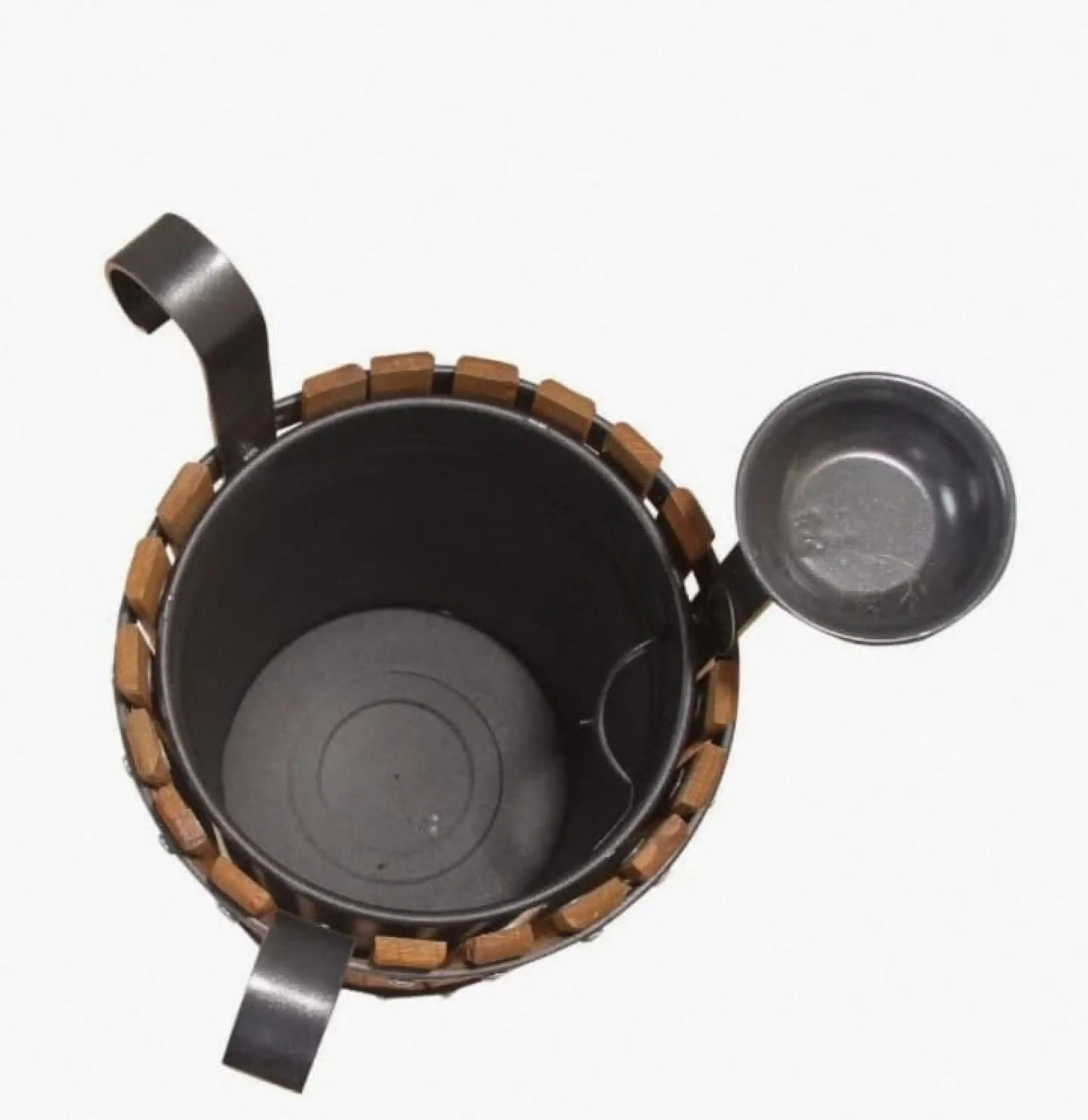 Ahşap Çemberli Bahçe Çöp Kovası - 3 Ayaklı Model