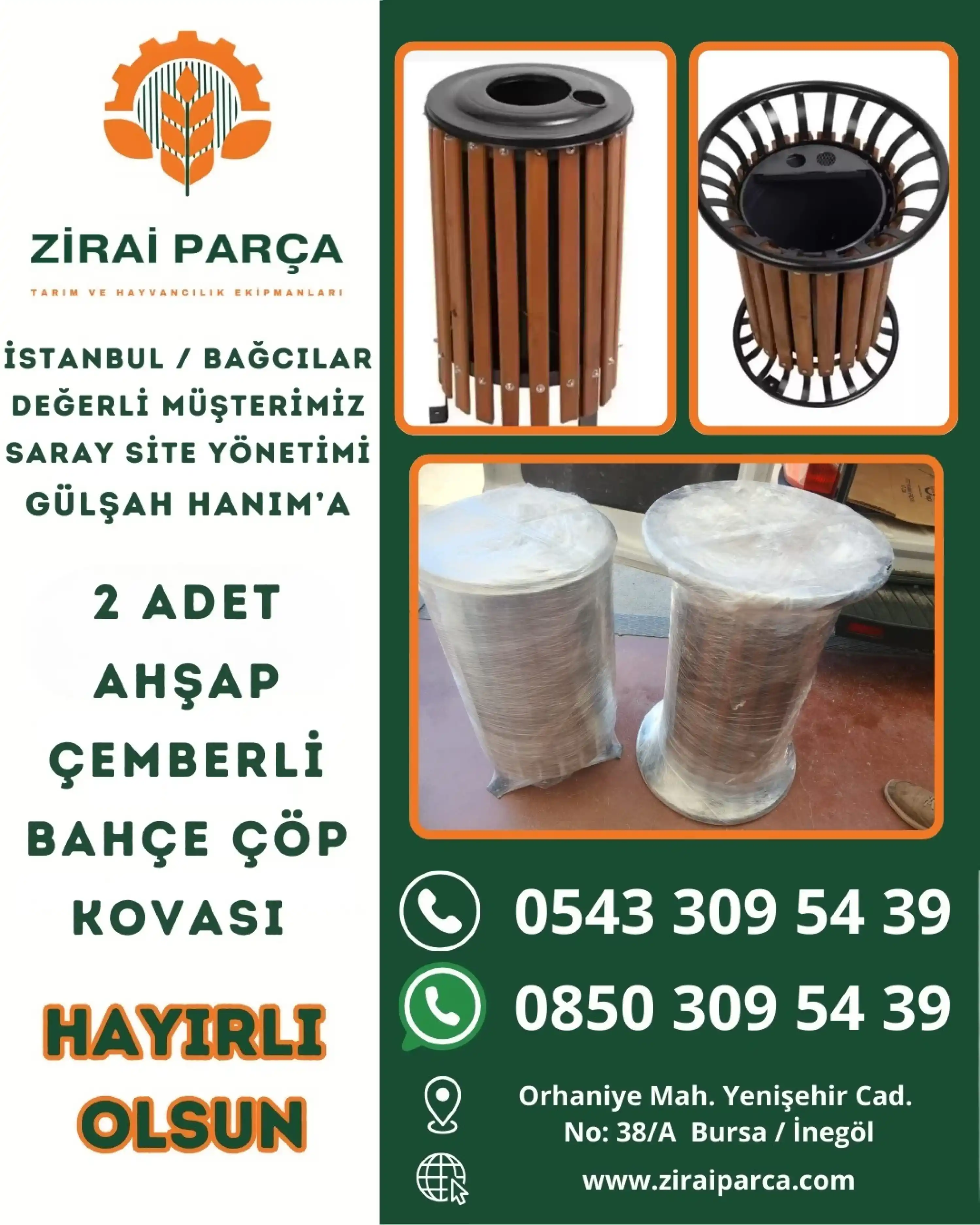 Ahşap Çemberli Bahçe Çöp Kovası - Profesyonel Model