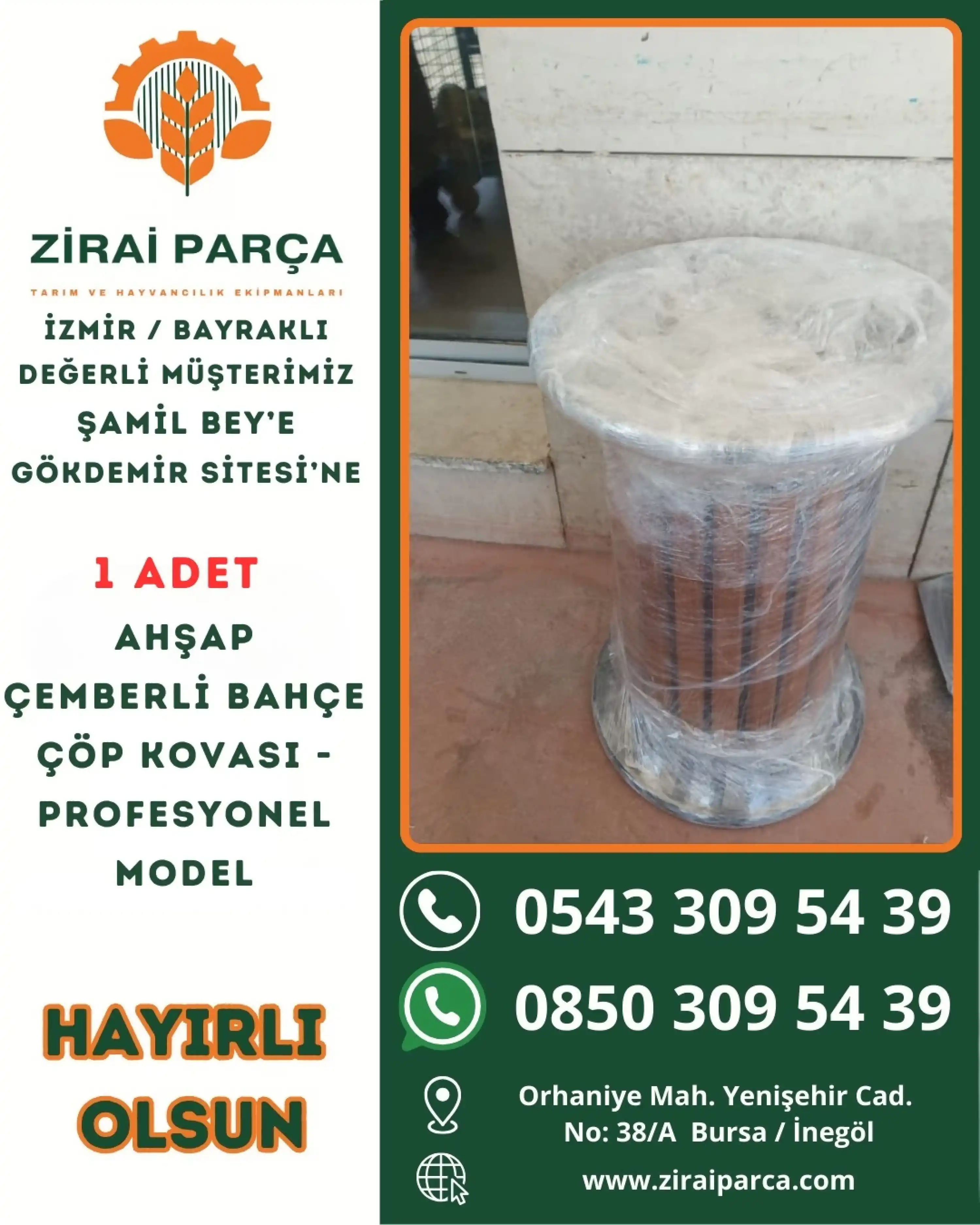 Ahşap Çemberli Bahçe Çöp Kovası - Profesyonel Model