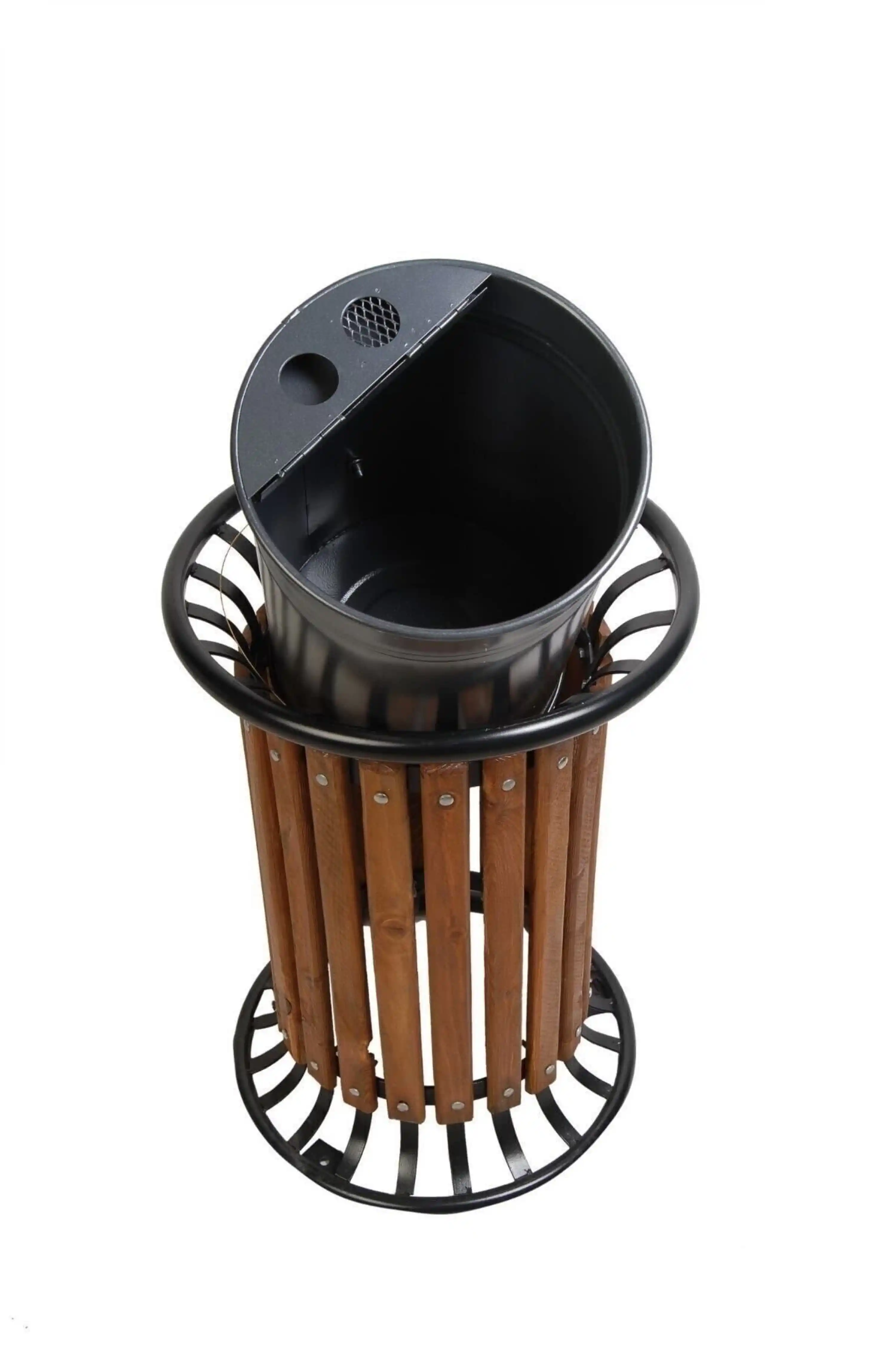 Ahşap Çemberli Bahçe Çöp Kovası - Profesyonel Model