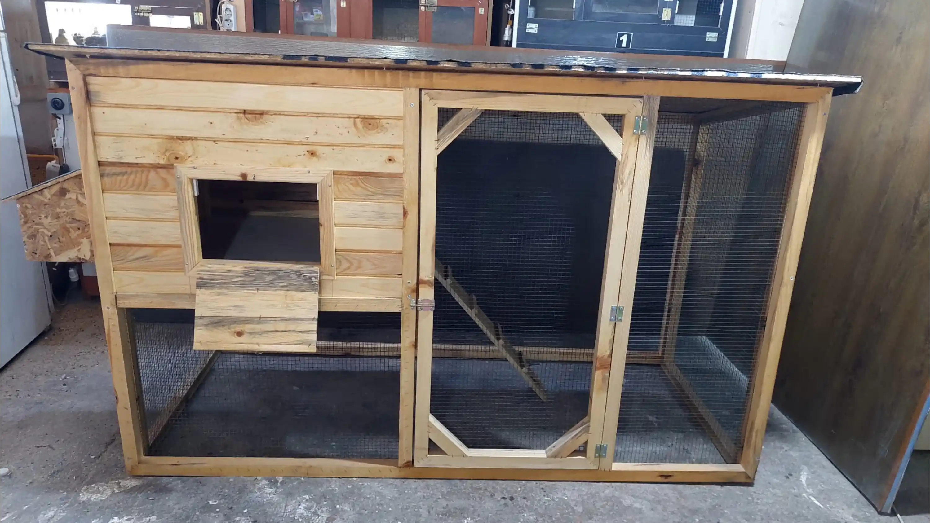 Ahşap Modern Tavuk Kümesi 200*125*80 - 10 Tavukluk Kafes Kümes - Süs Tavuğu Kümesi