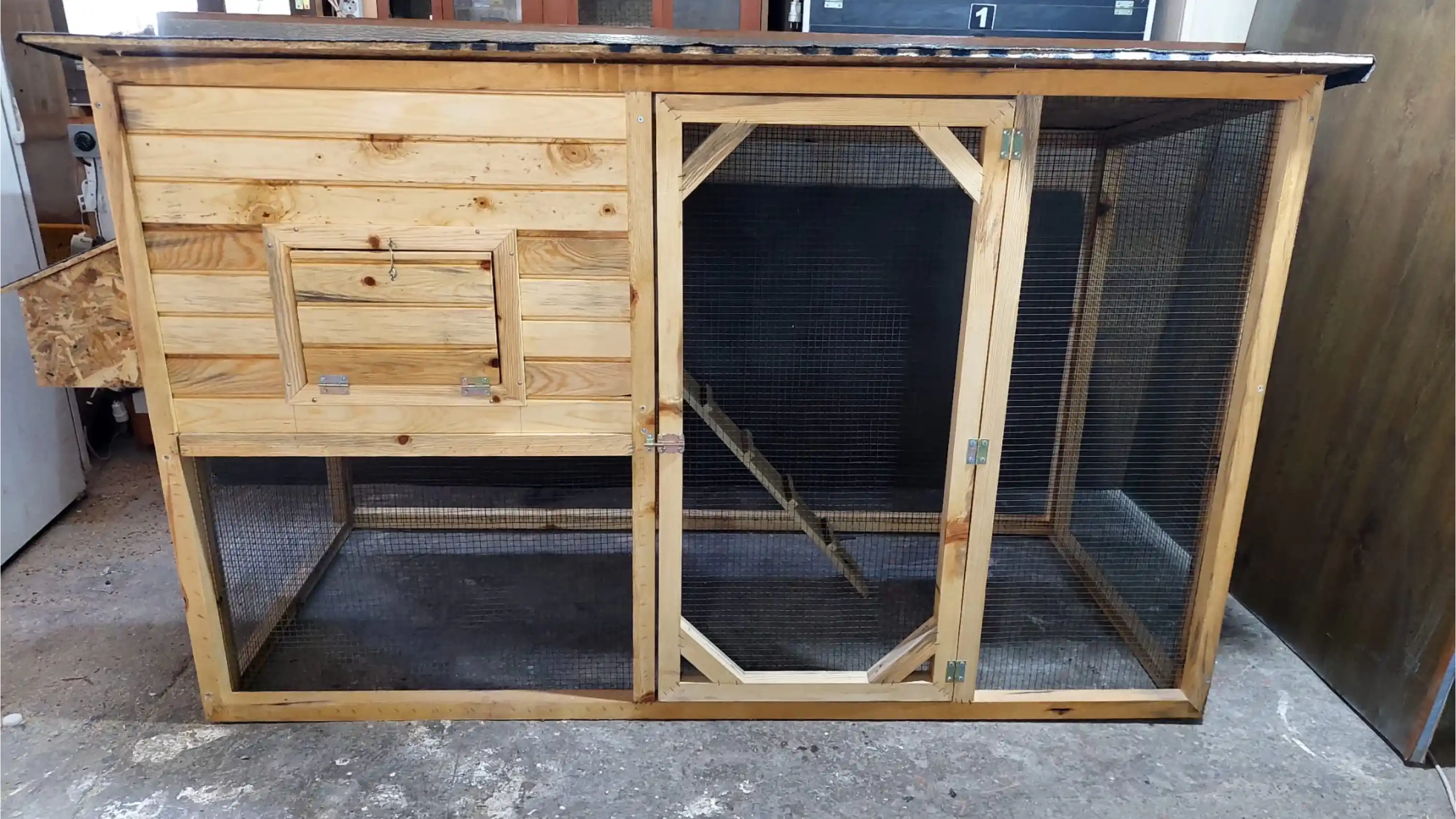 Ahşap Modern Tavuk Kümesi 200*125*80 - 10 Tavukluk Kafes Kümes - Süs Tavuğu Kümesi