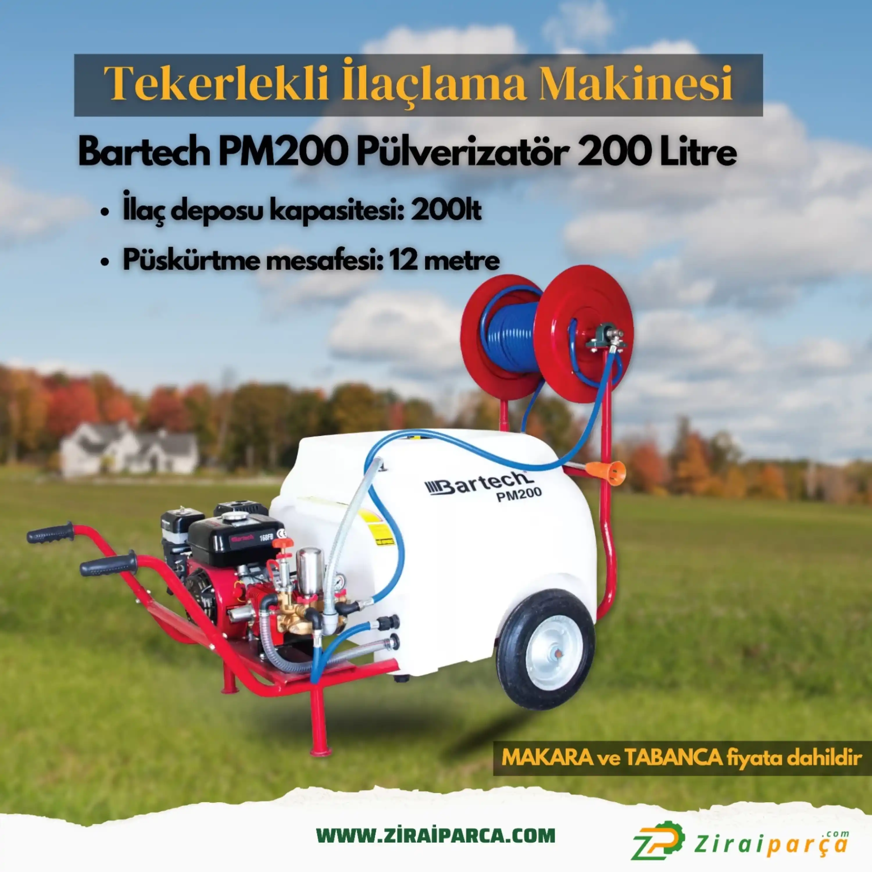 Bartech PM200 Pülverizatör 200 Litre