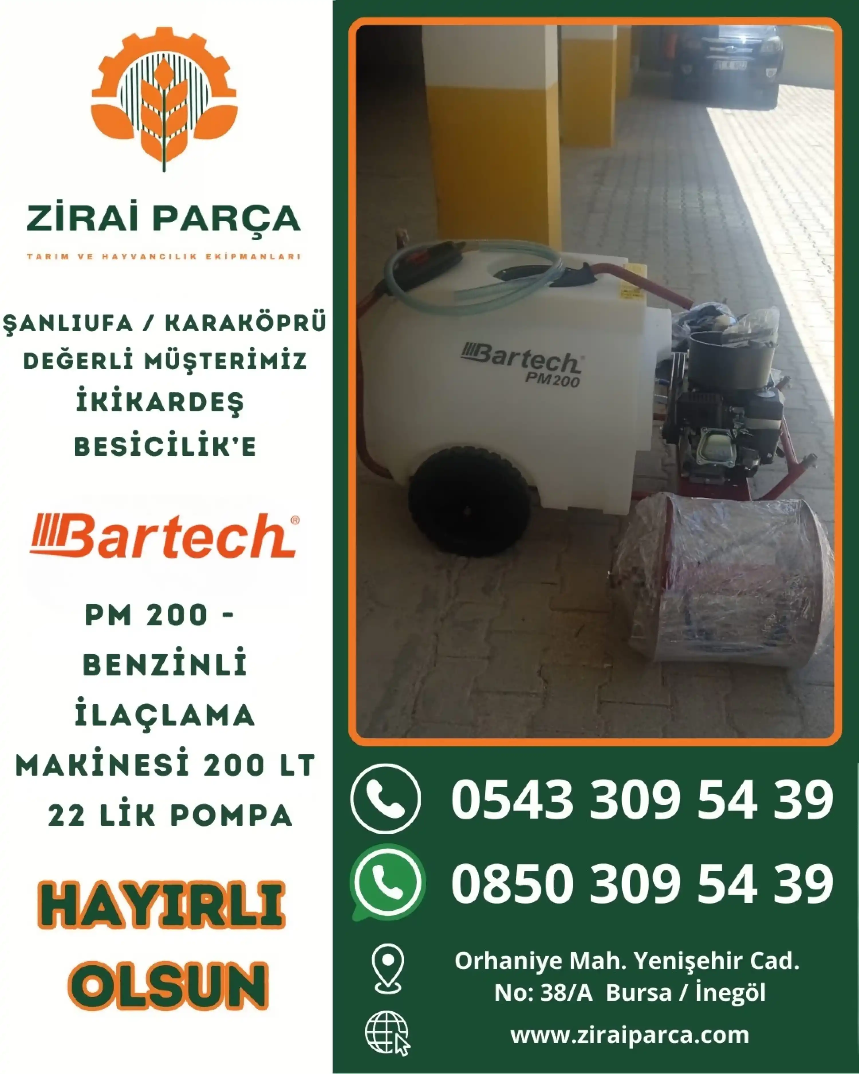 Bartech PM200 Pülverizatör 200 Litre