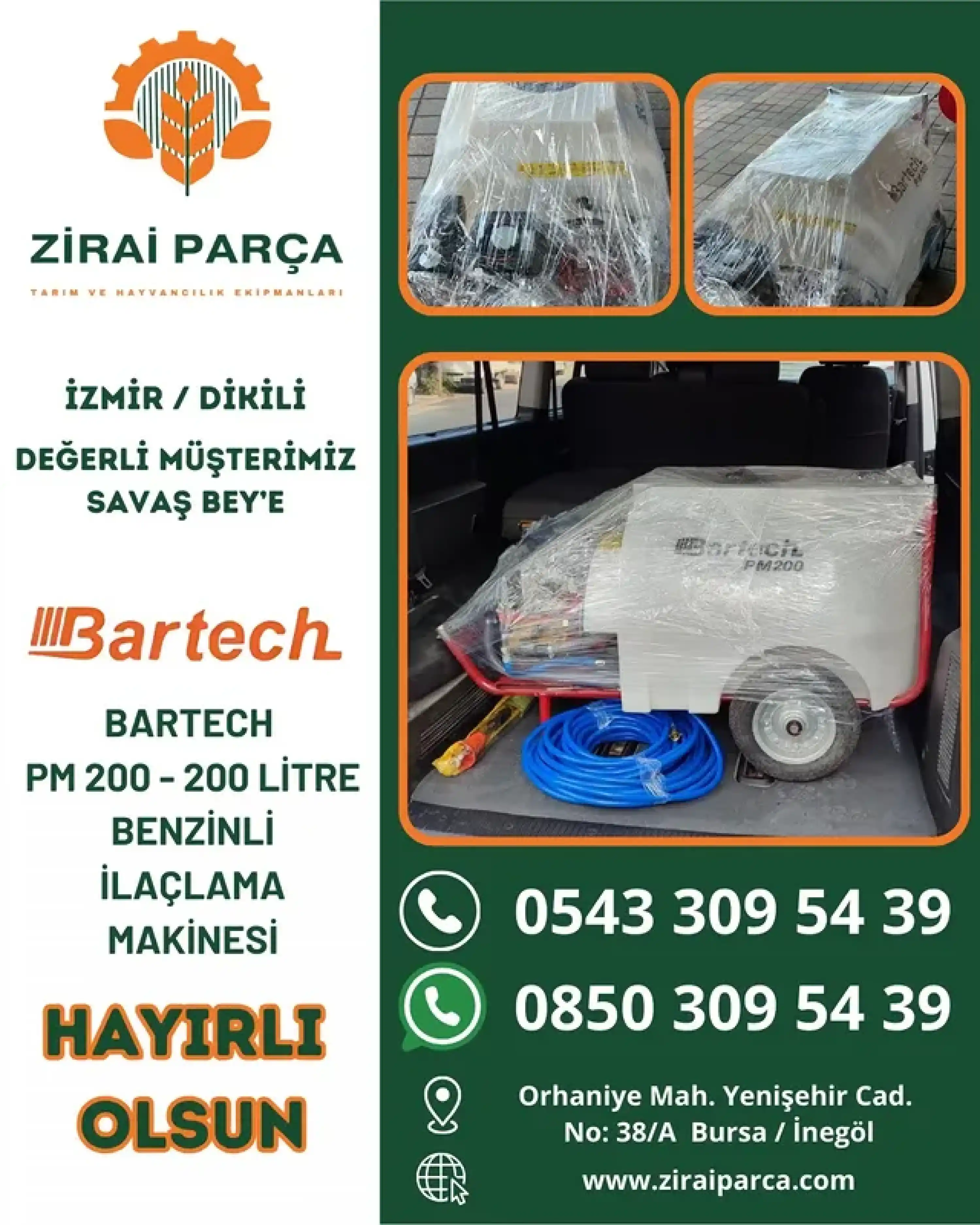 Bartech PM200 Pülverizatör 200 Litre