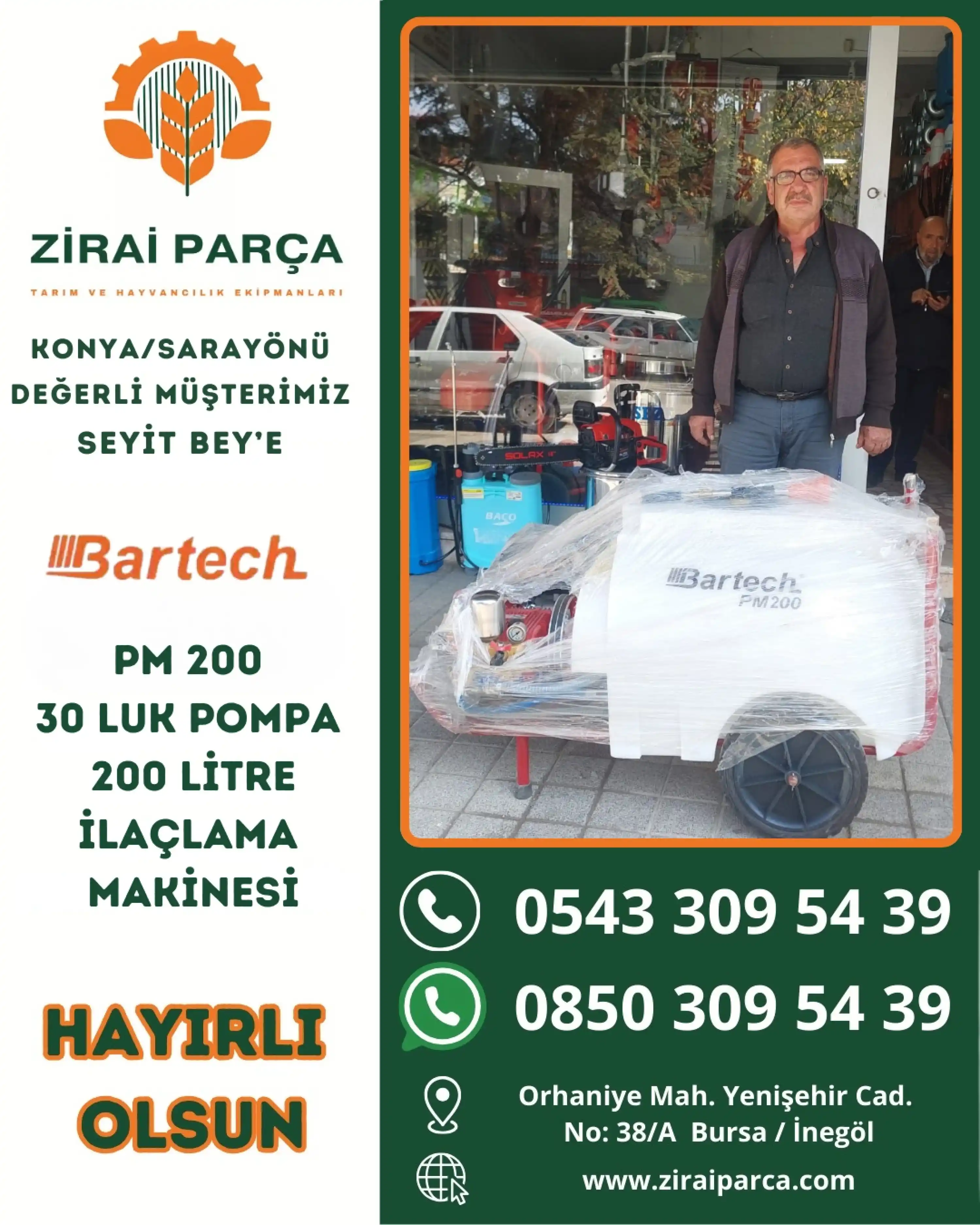 Bartech PM200 Pülverizatör 200 Litre