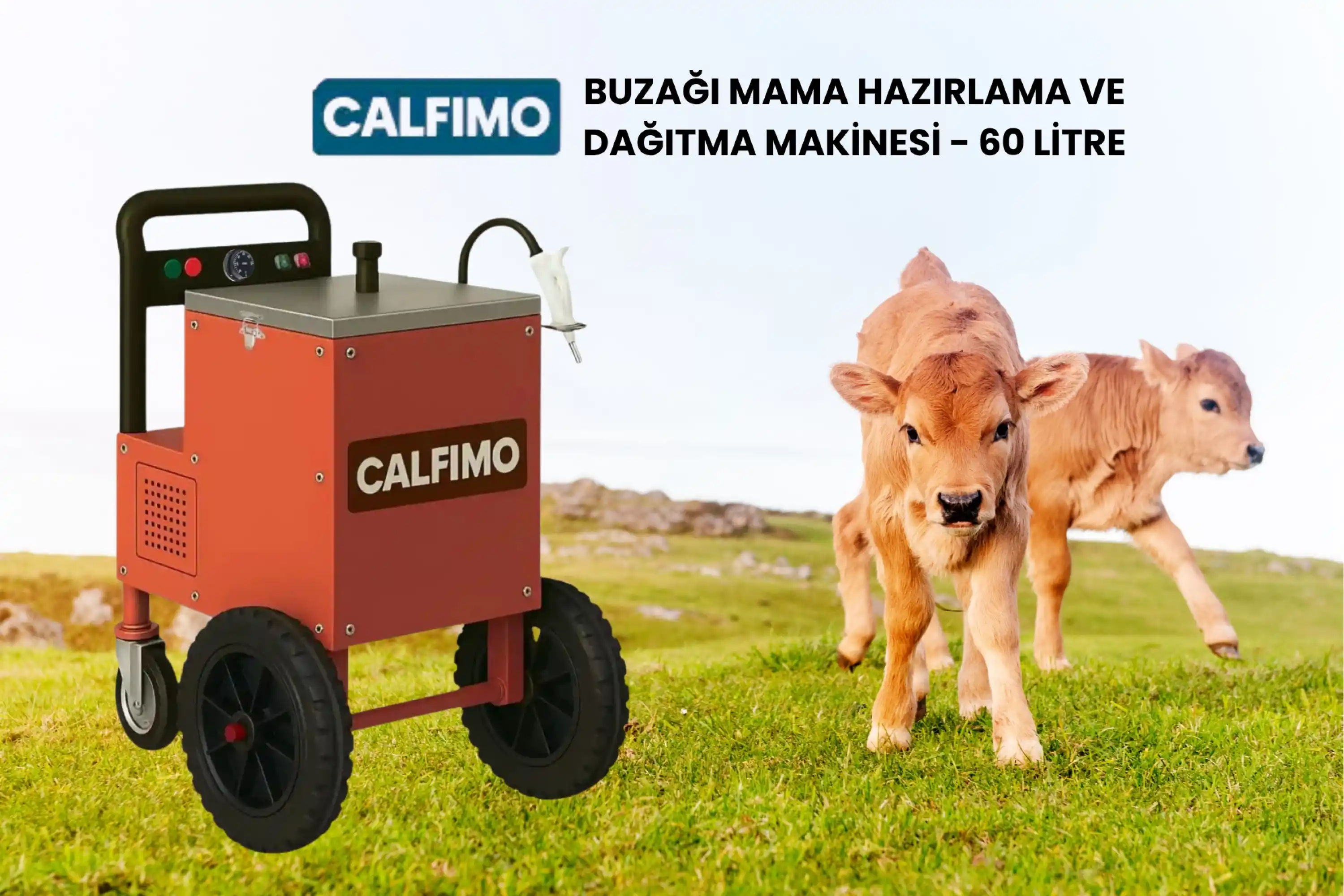 CALFİMO 60 Lt Dijital Termostatlı Buzağı Mama Hazırlama ve Dağıtma Makinesi - Kırmızı Renk