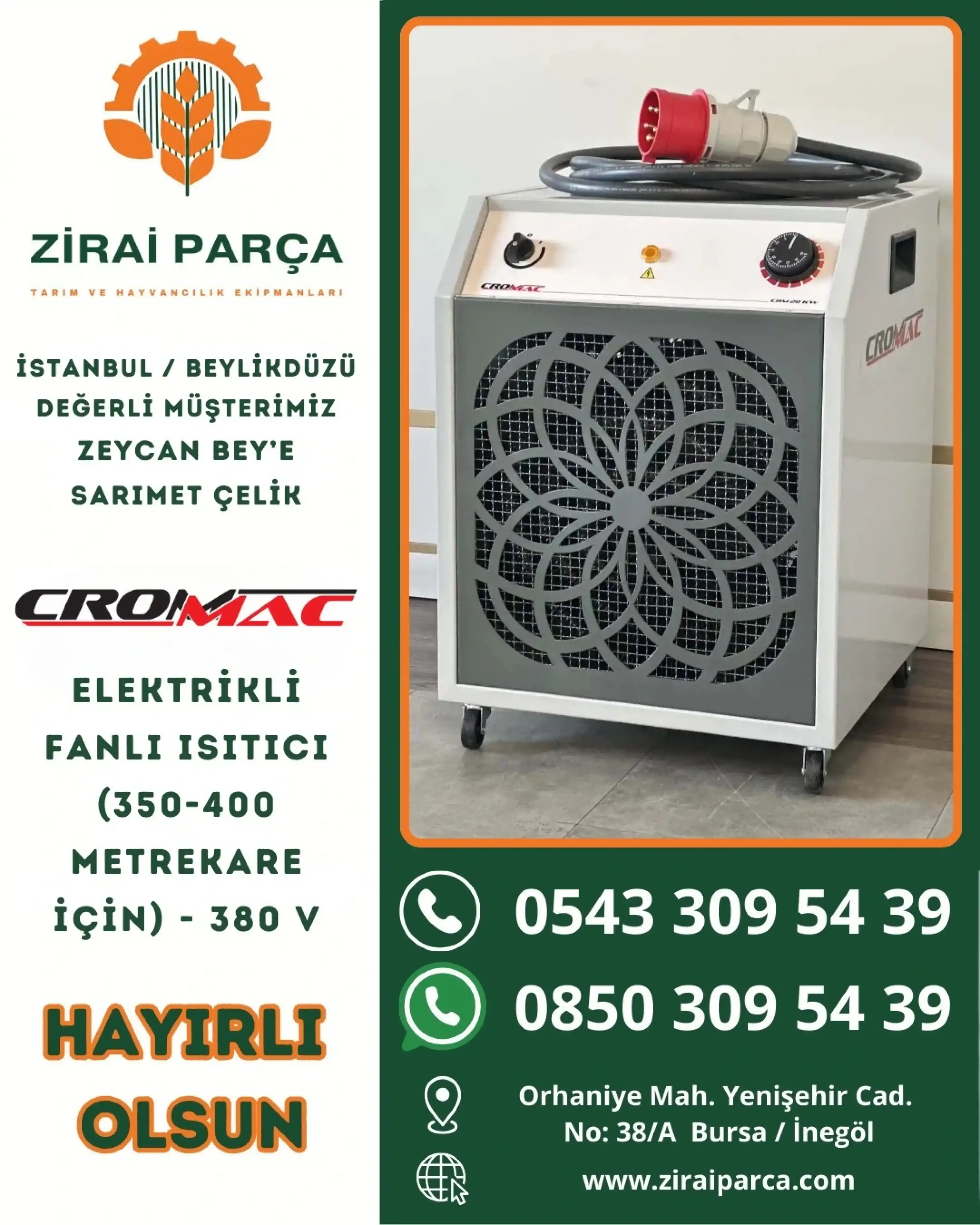 Elektrikli Fanlı Isıtıcı (350-400 Metrekare için) - 380 V