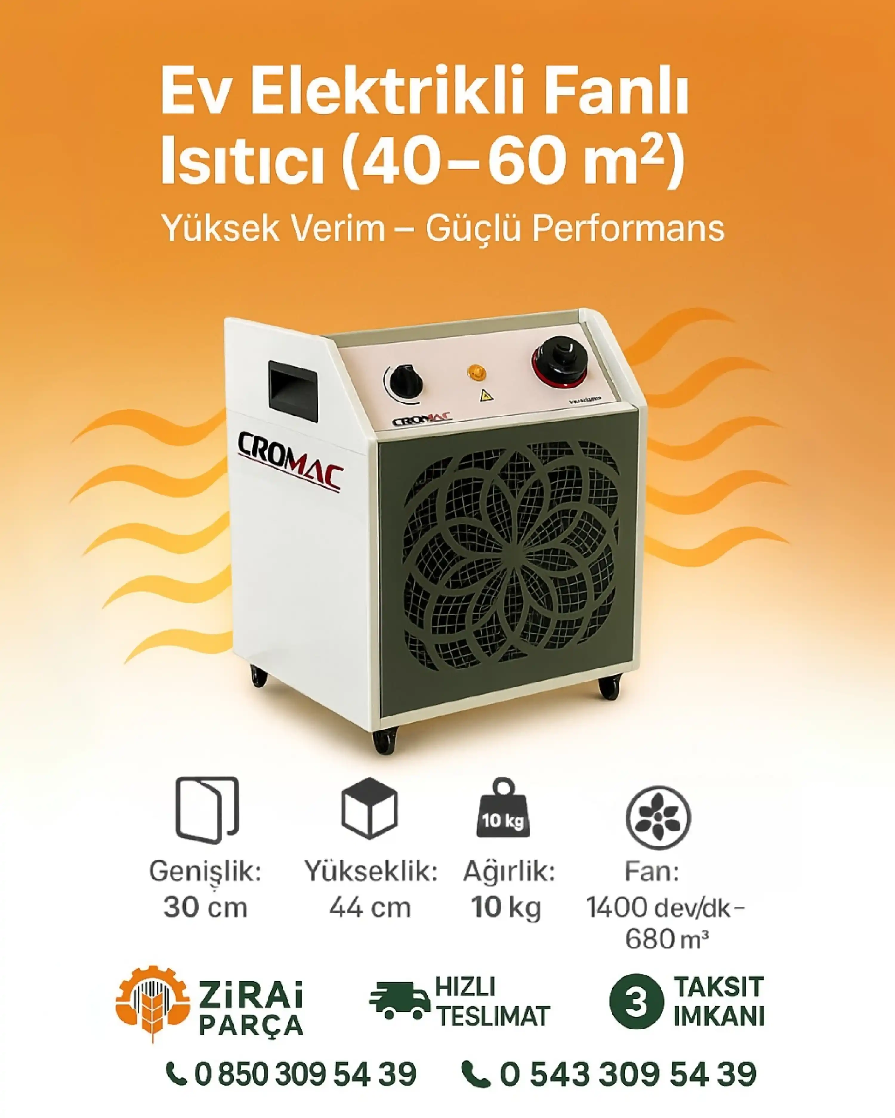 Ev Elektrikli Fanlı Isıtıcı (40-60 Metrekare için) - 220 V