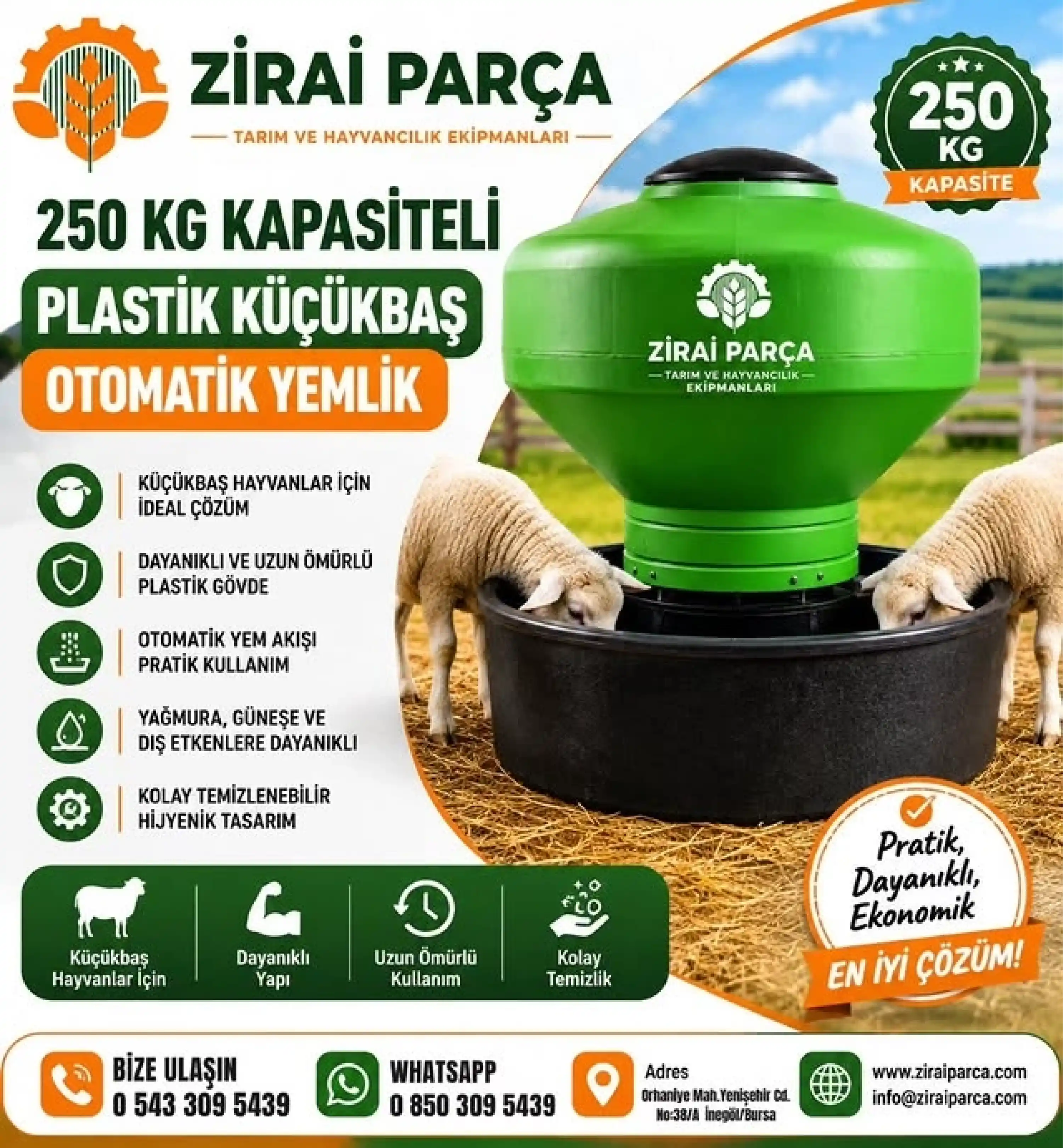 Küçükbaş Otomatik Plastik Yemlik - 250 kg Kapasiteli
