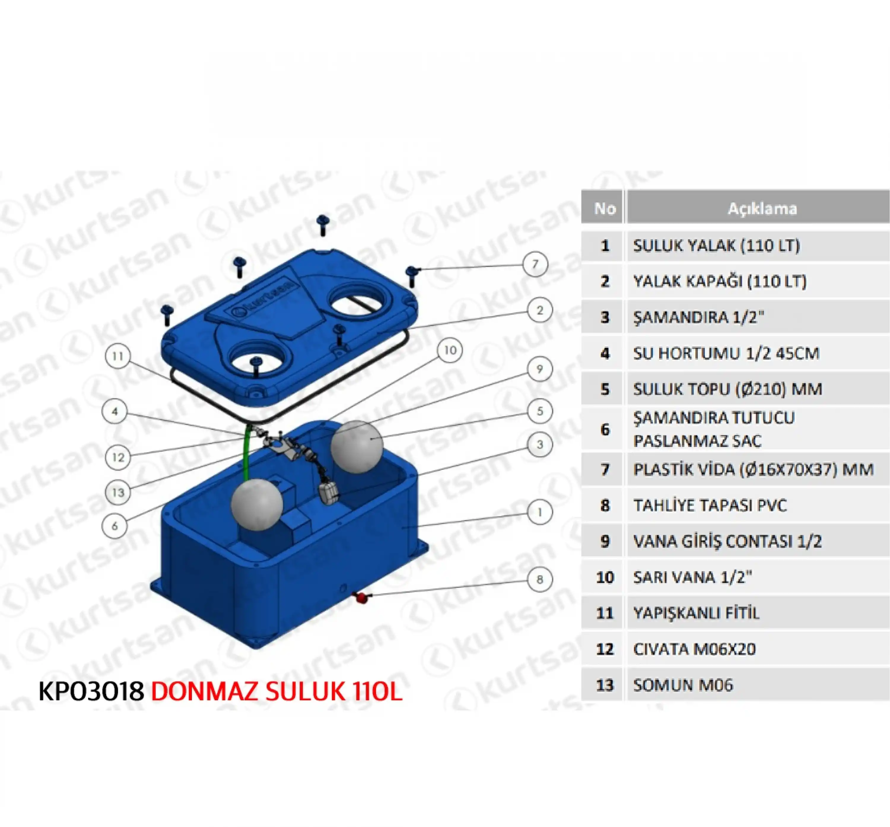 Kurtsan Büyükbaş Donmaz Suluk 110 Litre