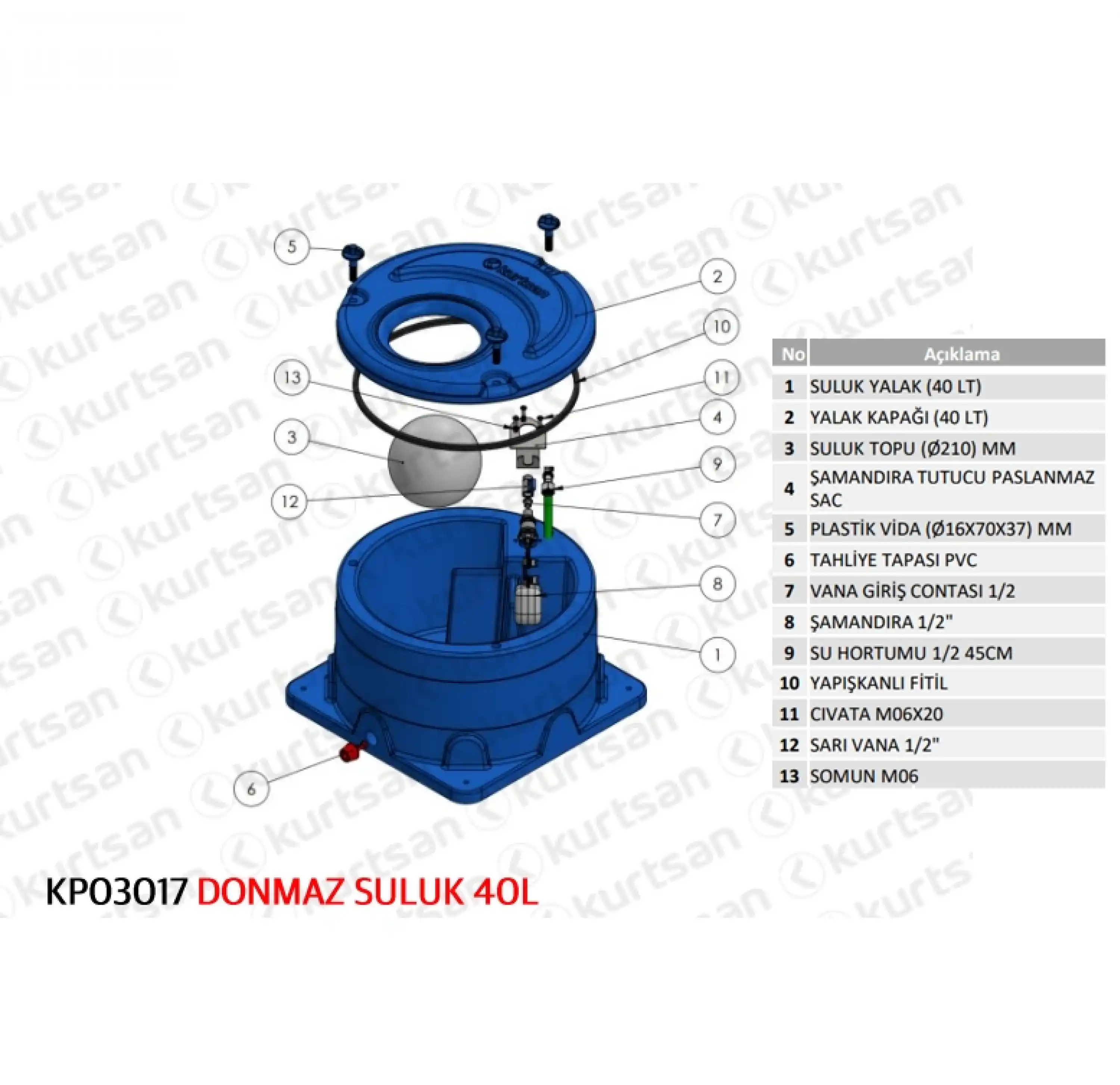 Kurtsan Büyükbaş Donmaz Suluk 40 Litre