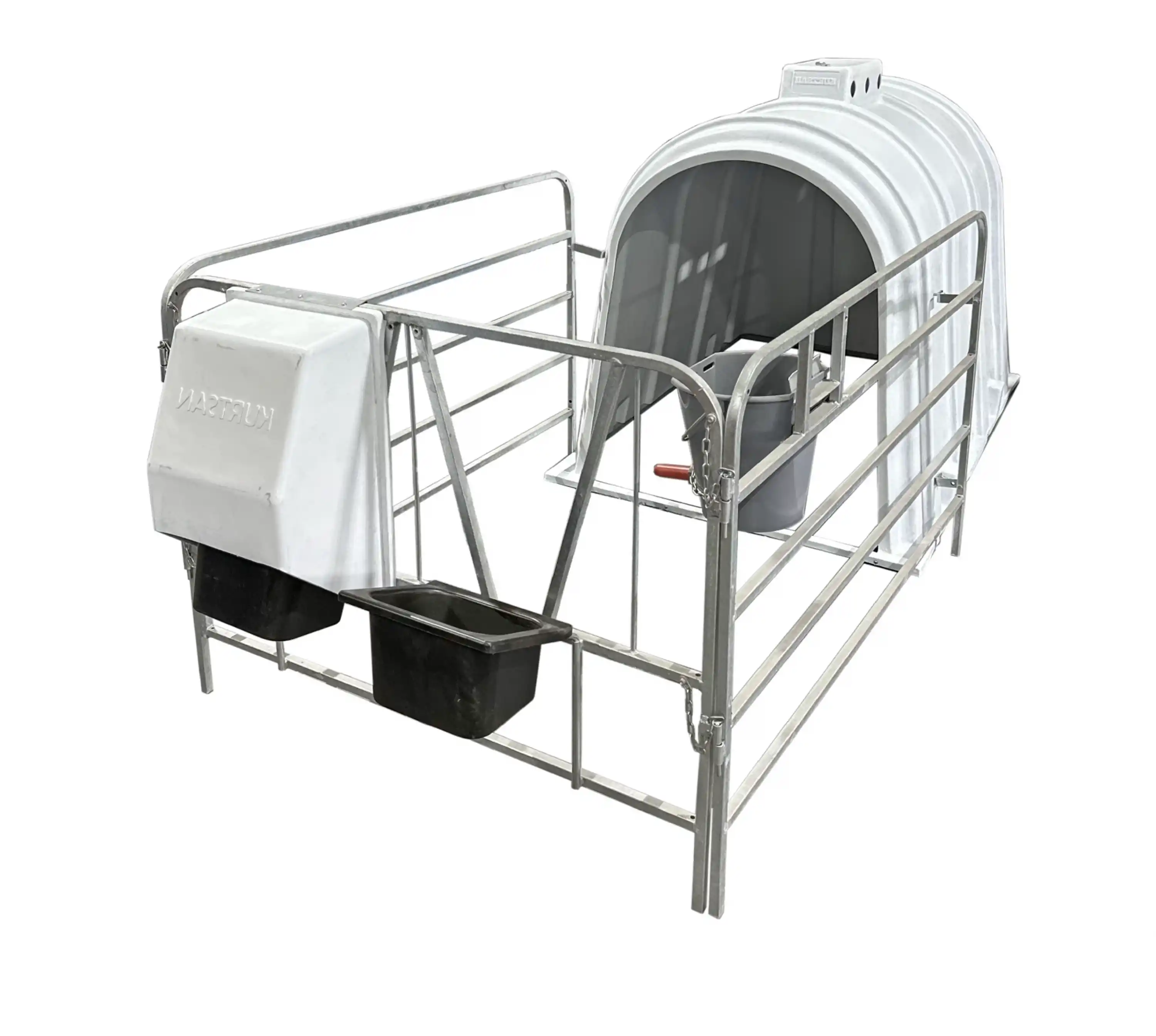 Kurtsan Çitli Takım Buzağı Kulübesi – Polietilen | 1 Emzikli Kova - 1 Yemlik - 1 Suluk